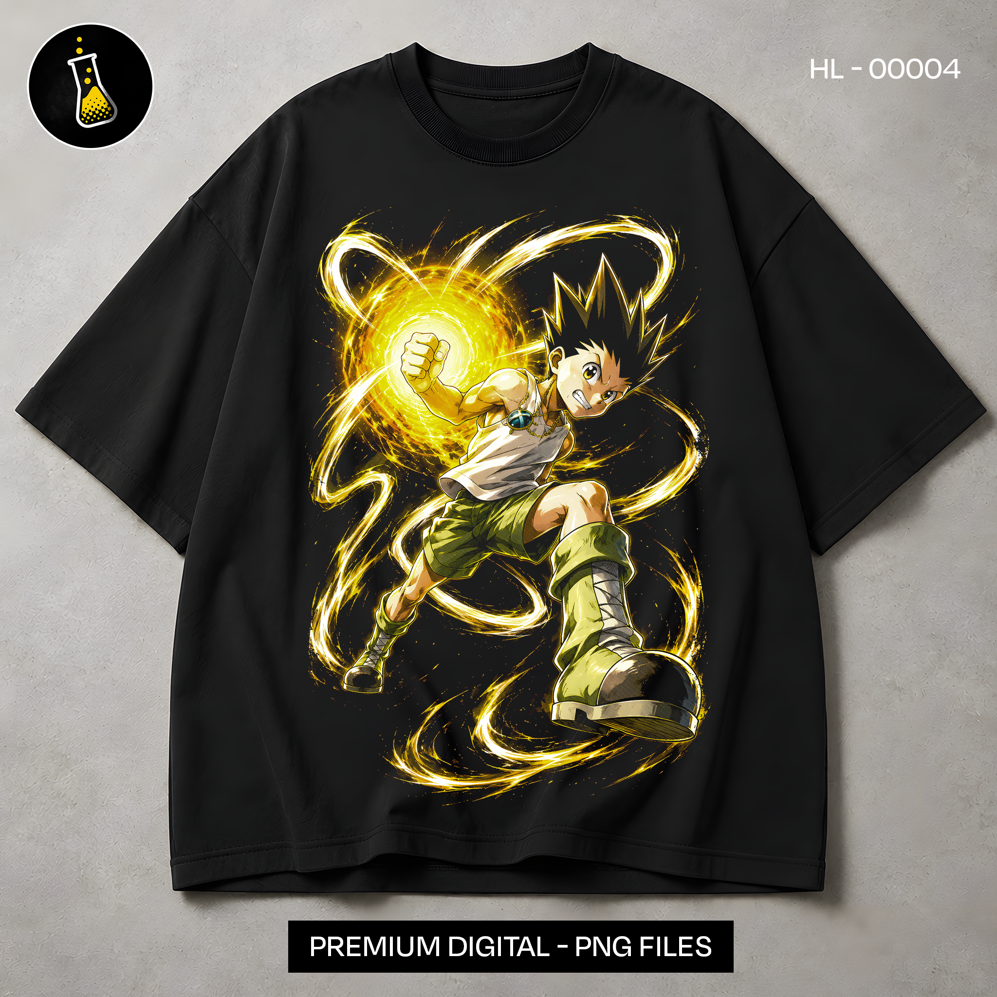 Gon Freecss Adult Form Print - black t-shirt mockup HL-00004