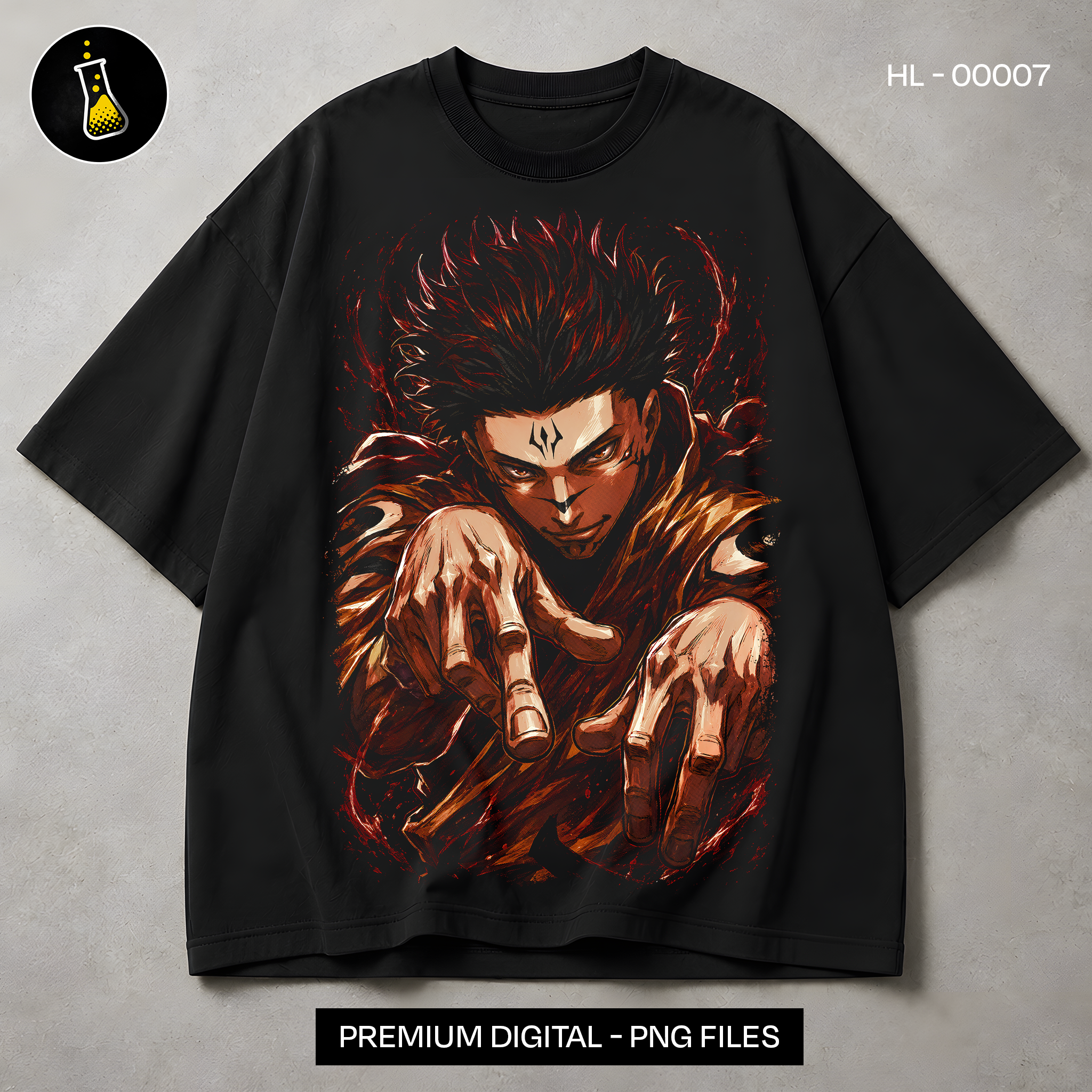 Sukuna Ryomen Curse King Print - black t-shirt mockup HL-00007