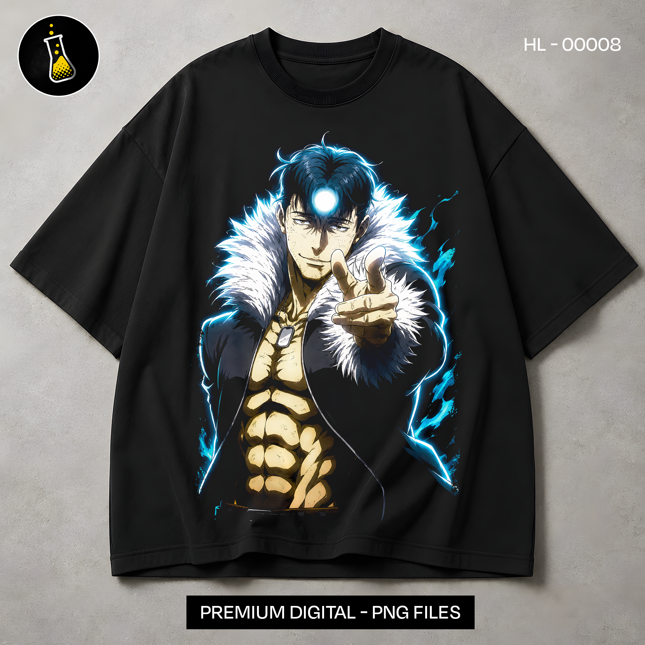 Saitama Serious Punch Casual Print - black t-shirt mockup HL-00008