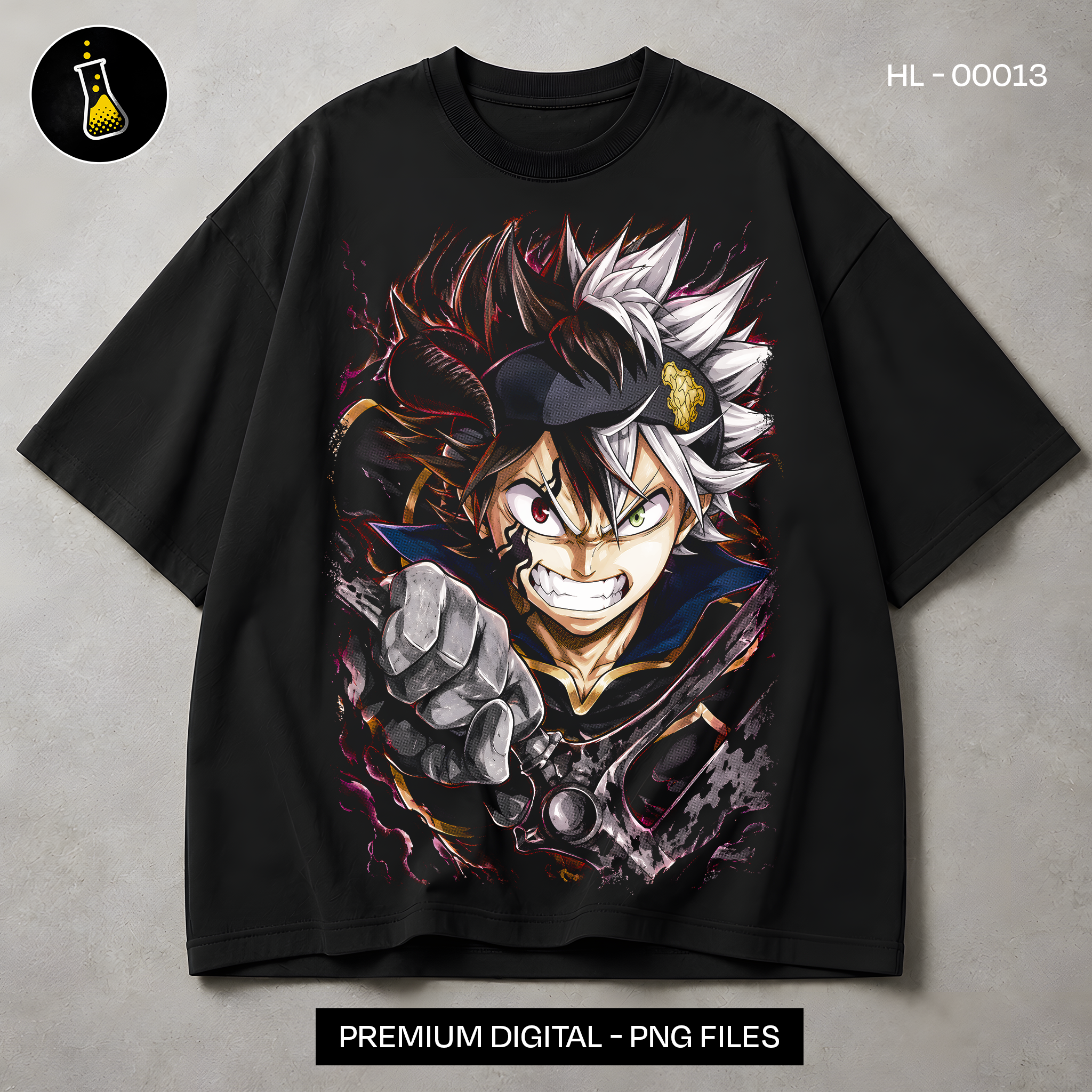 Asta Black Bull Anti-Magic Print - black t-shirt mockup HL-00013