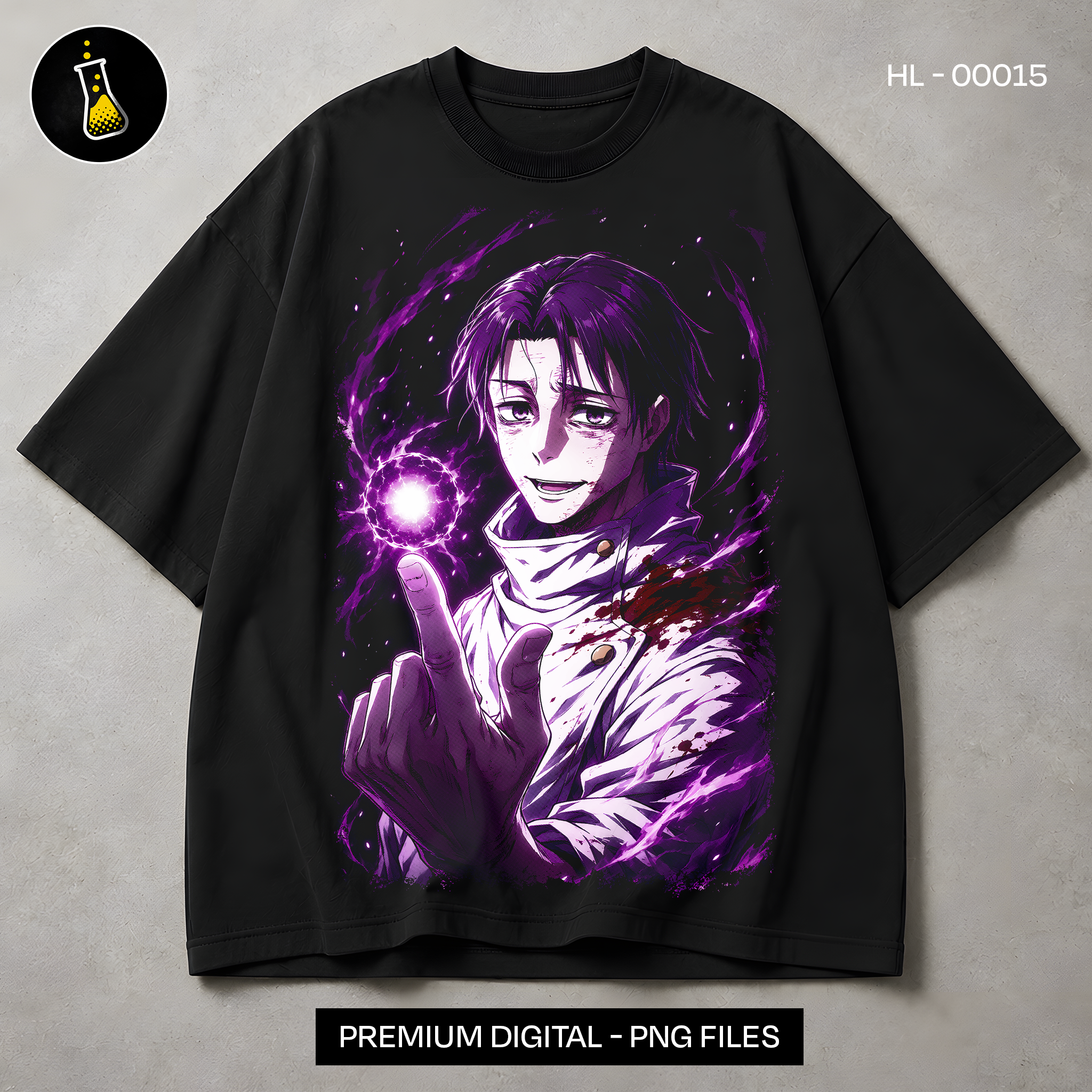 Young Gojo Satoru High School Print - black t-shirt mockup HL-00015