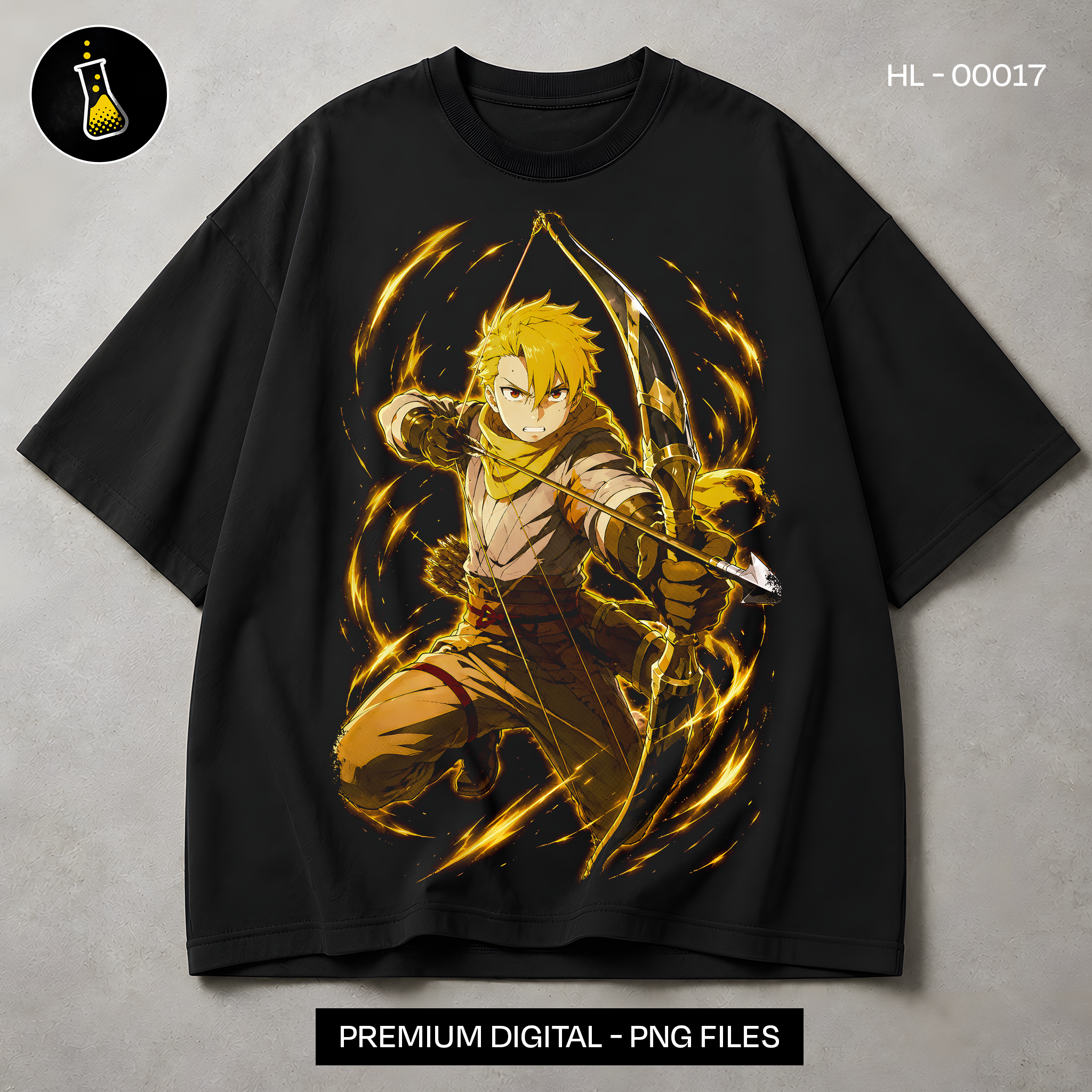 Yuru Daemons of the Shadow Realm Archer Print - black t-shirt mockup HL-00017