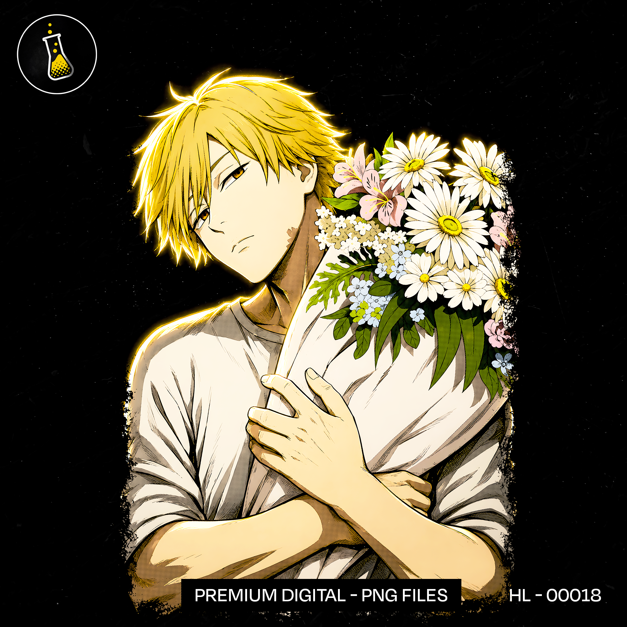 Denji Chainsaw Man Bouquet Print