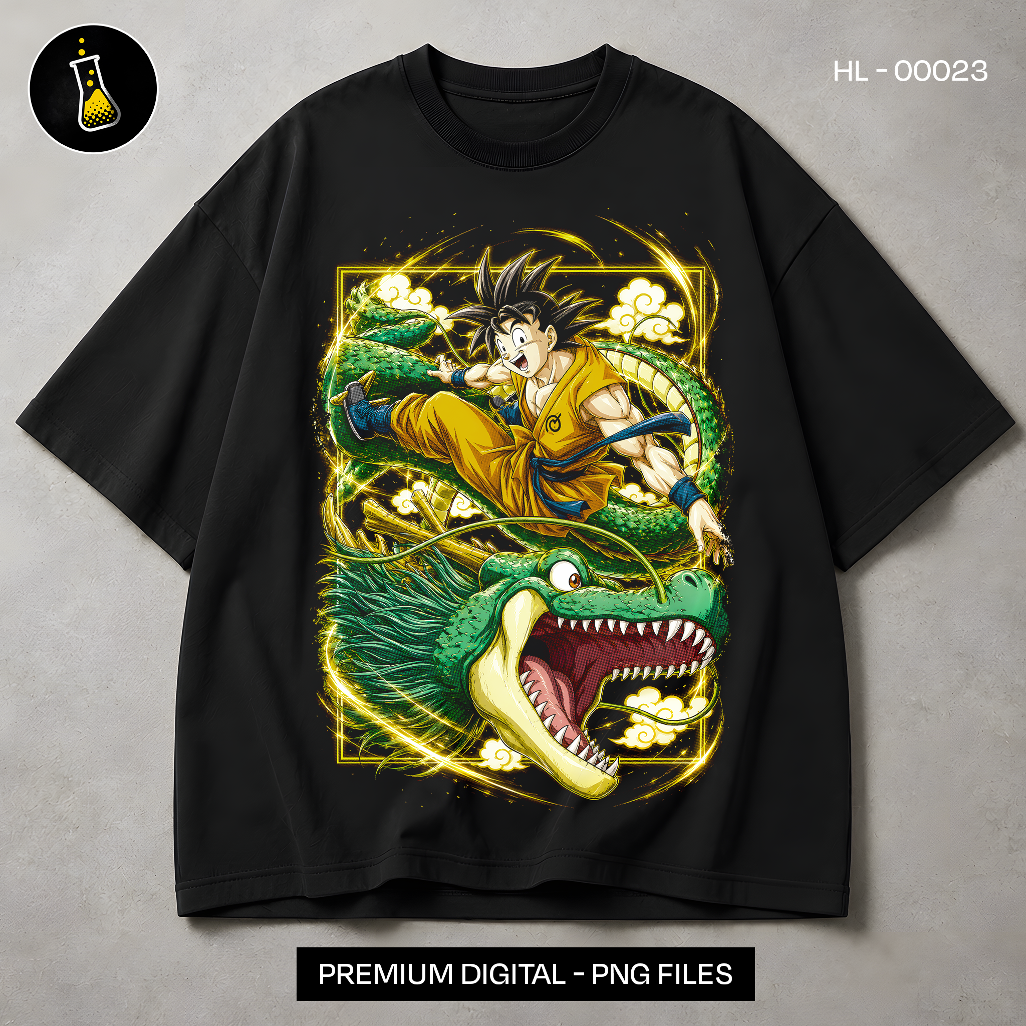 Kid Goku and Shenron Eternal Dragon Print - black t-shirt mockup HL-00023