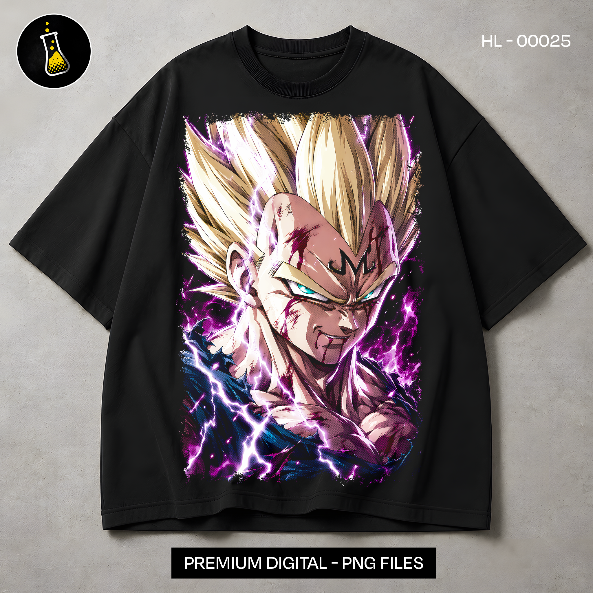 Majin Vegeta Final Explosion Print - black t-shirt mockup HL-00025
