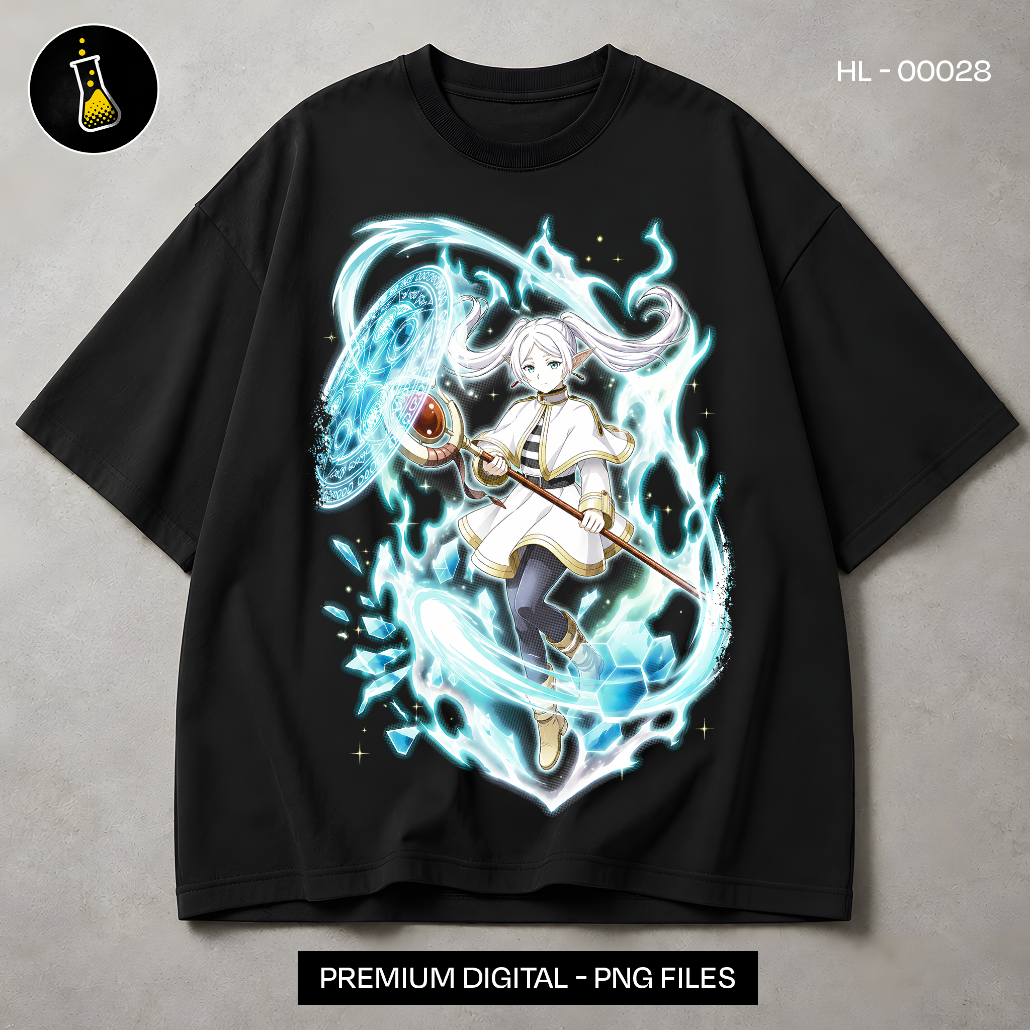 Frieren Beyond Journey's End Mage Print - black t-shirt mockup HL-00028