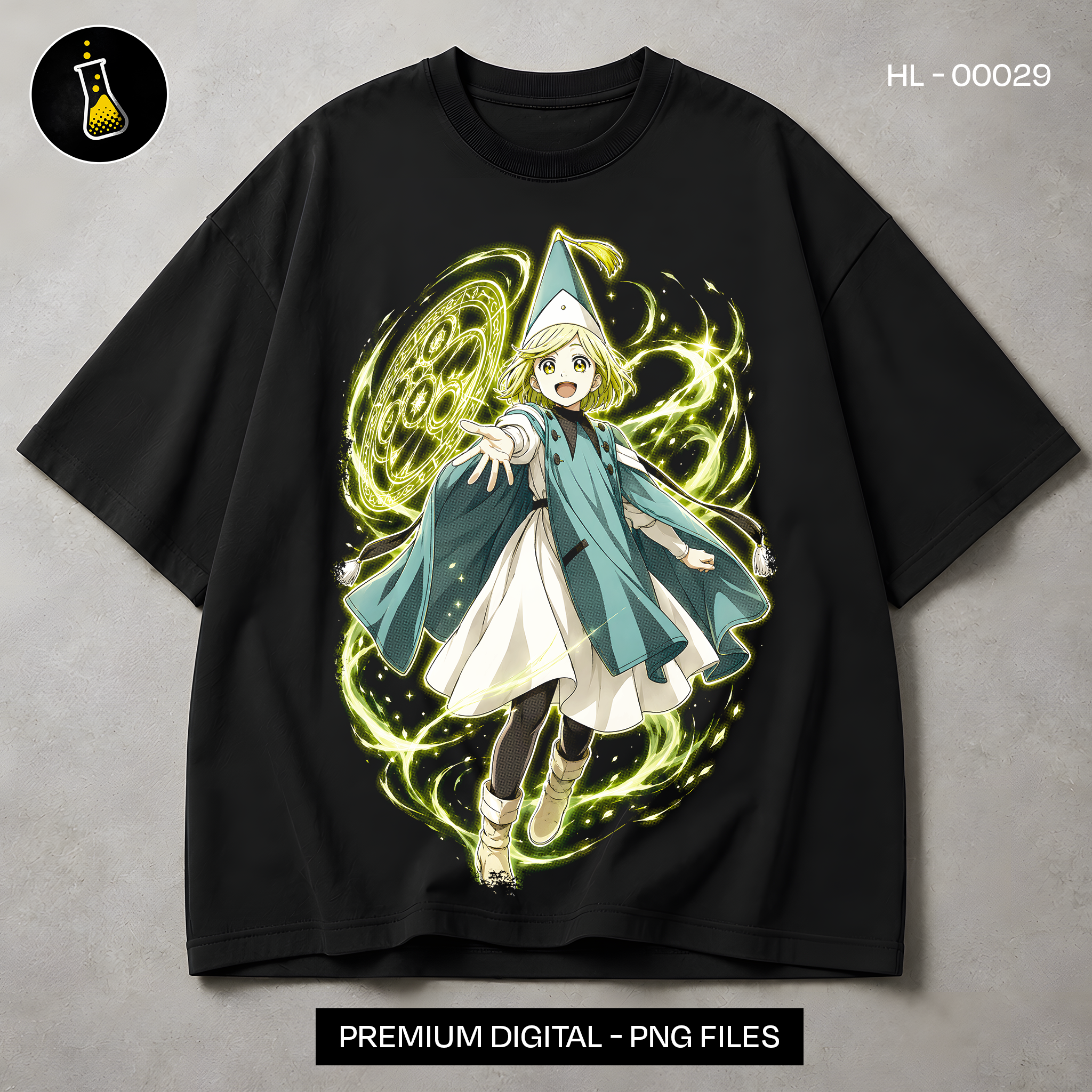 Coco Witch Hat Atelier Apprentice Print - black t-shirt mockup HL-00029