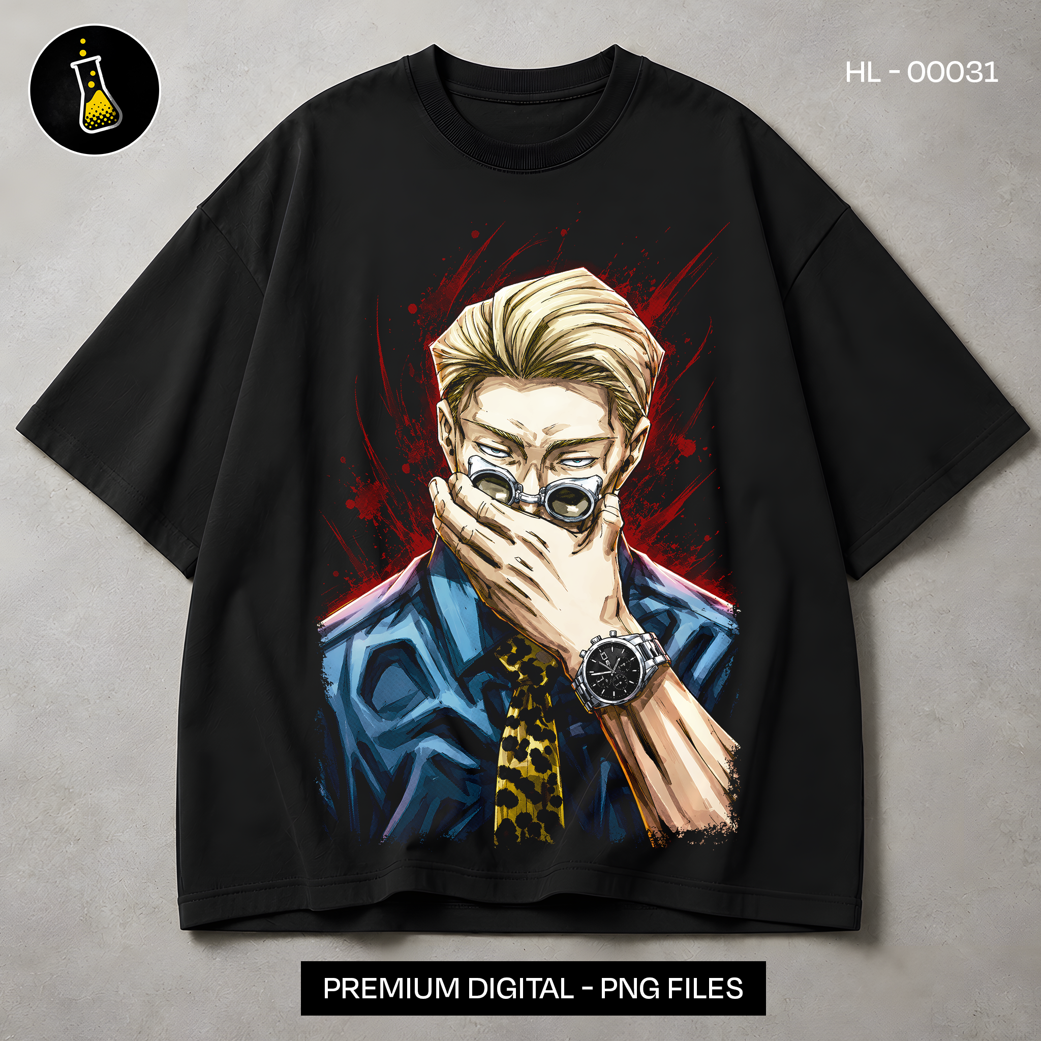 Kento Nanami Sorcerer Salaryman Print - black t-shirt mockup HL-00031