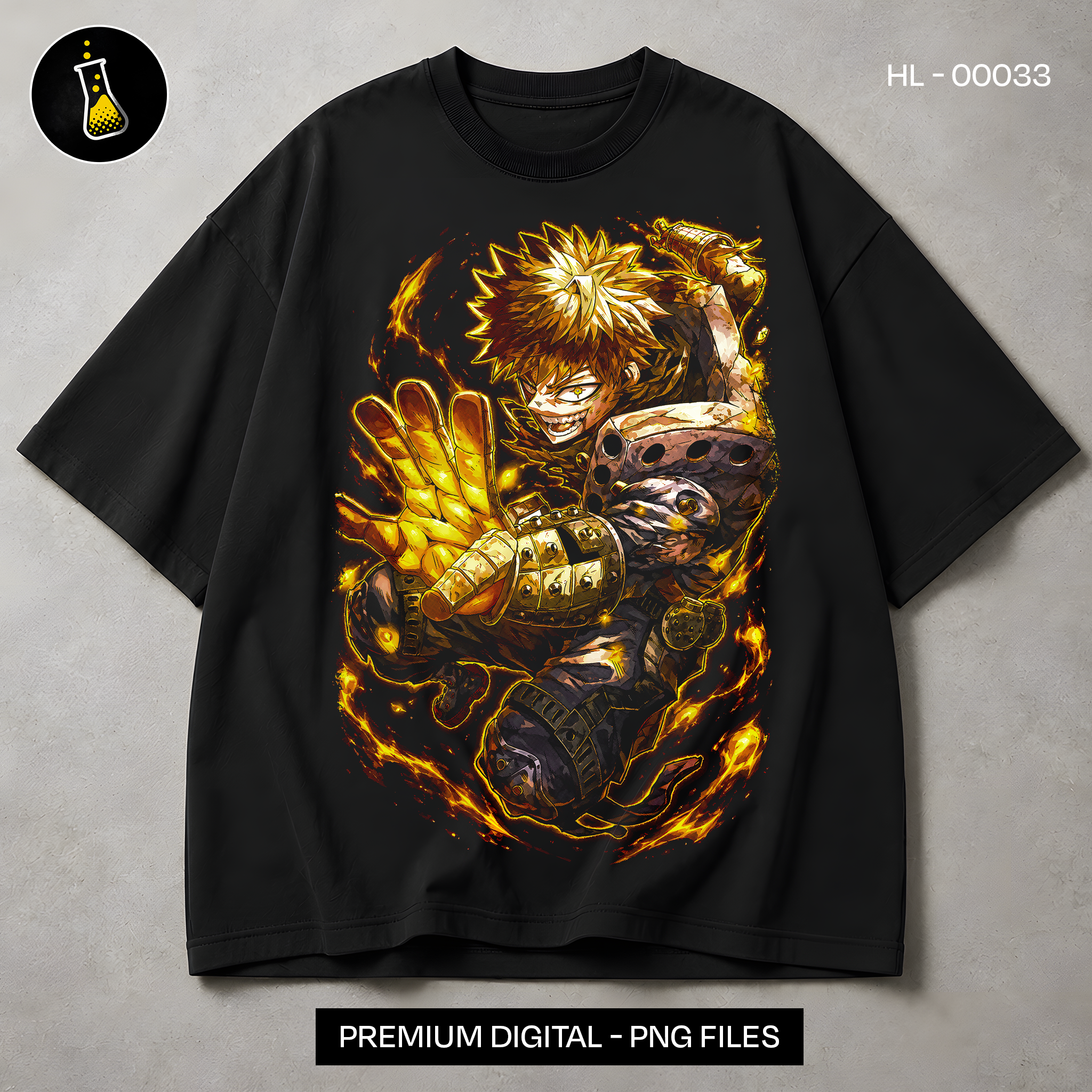 Bakugo Howitzer Impact Cluster Print - black t-shirt mockup HL-00033