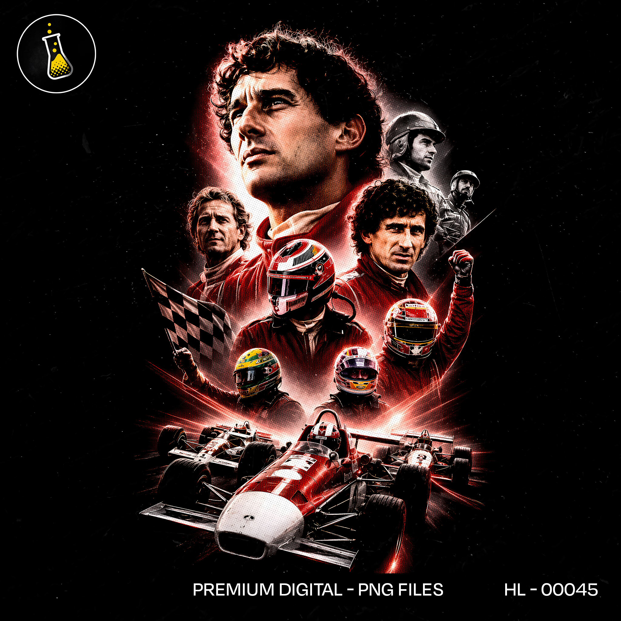 Ayrton Senna & F1 Legends Print