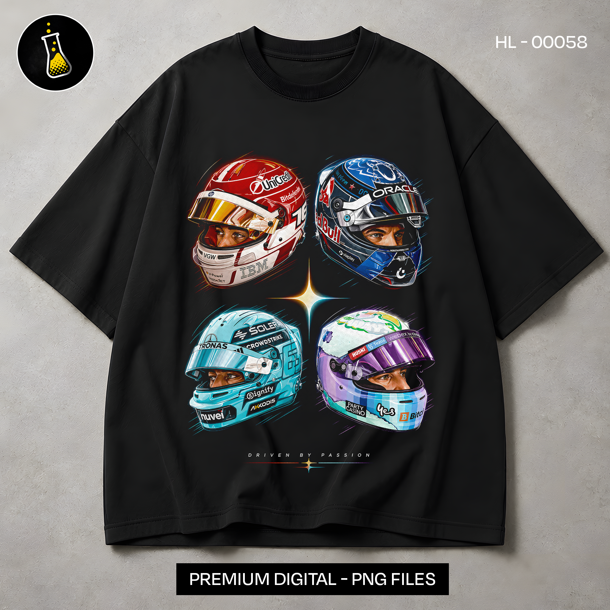 F1 Drivers Helmets Print