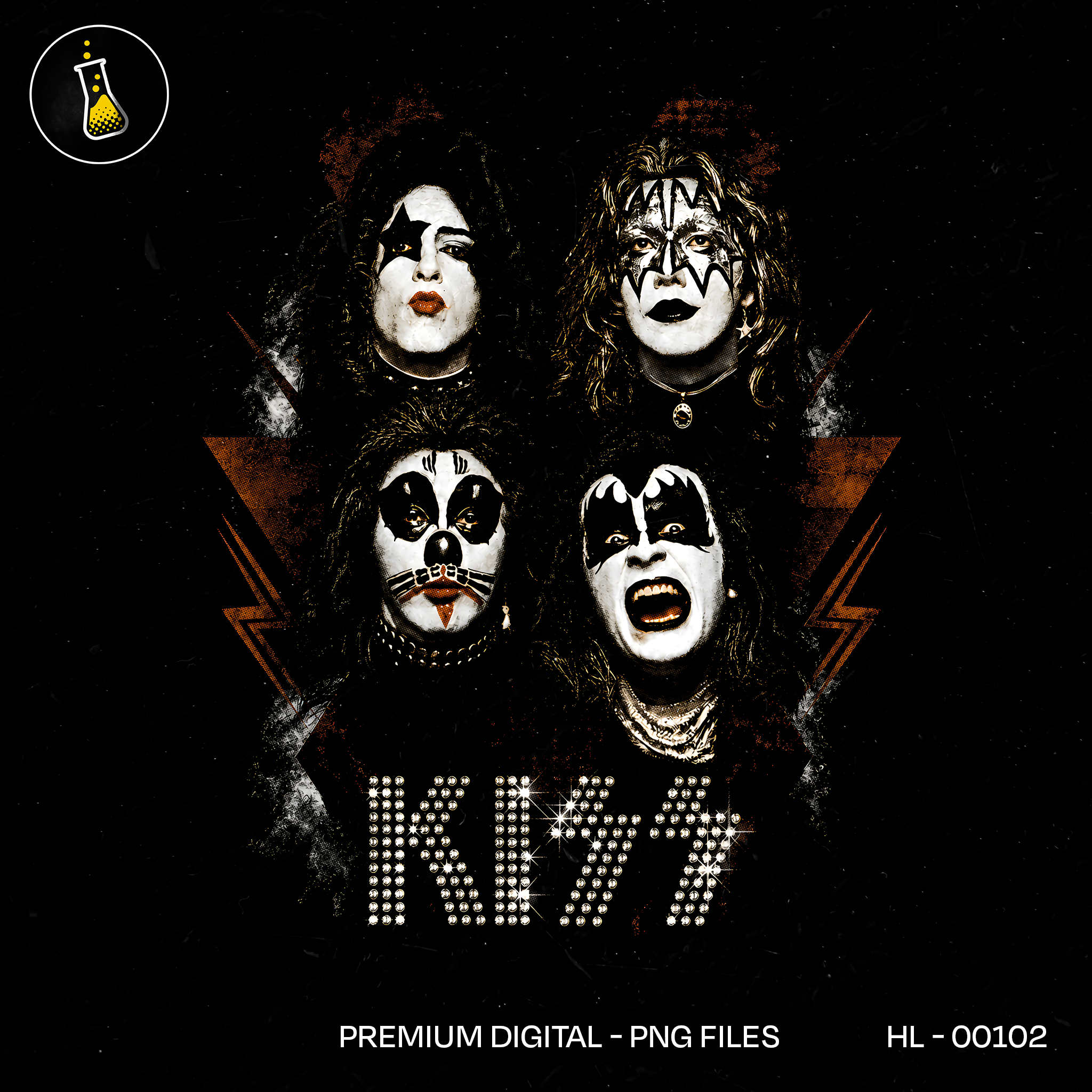 KISS Faces Rock Print
