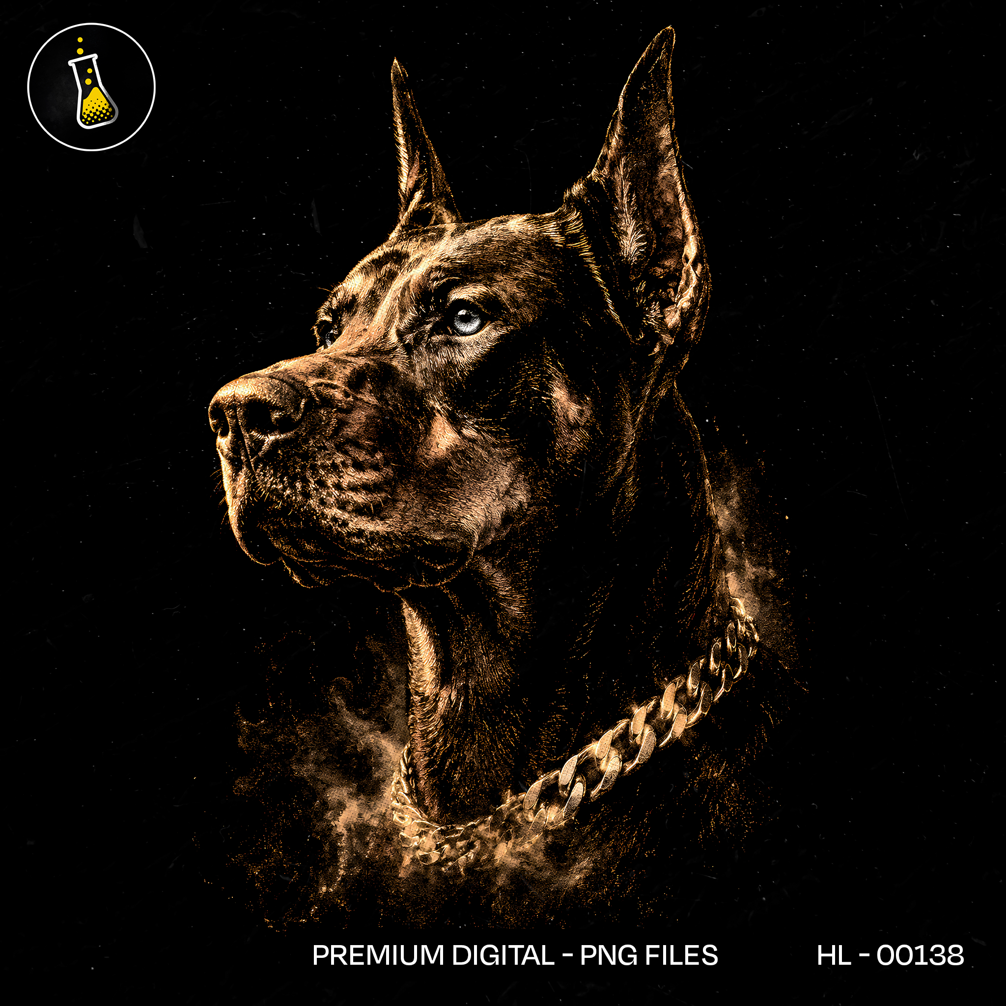 Gold Chain Guard Dog Streetwear Print