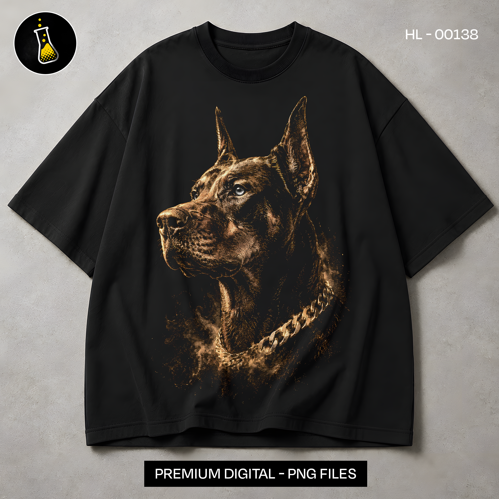 Gold Chain Guard Dog Streetwear Print