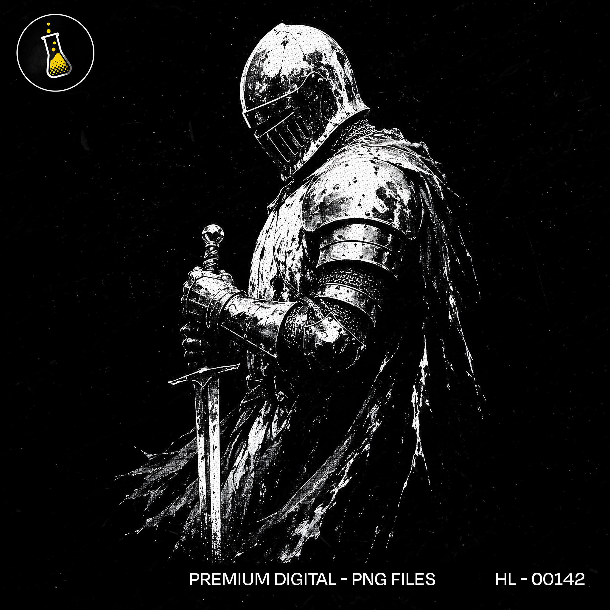 Grunge Silver Knight Streetwear Print