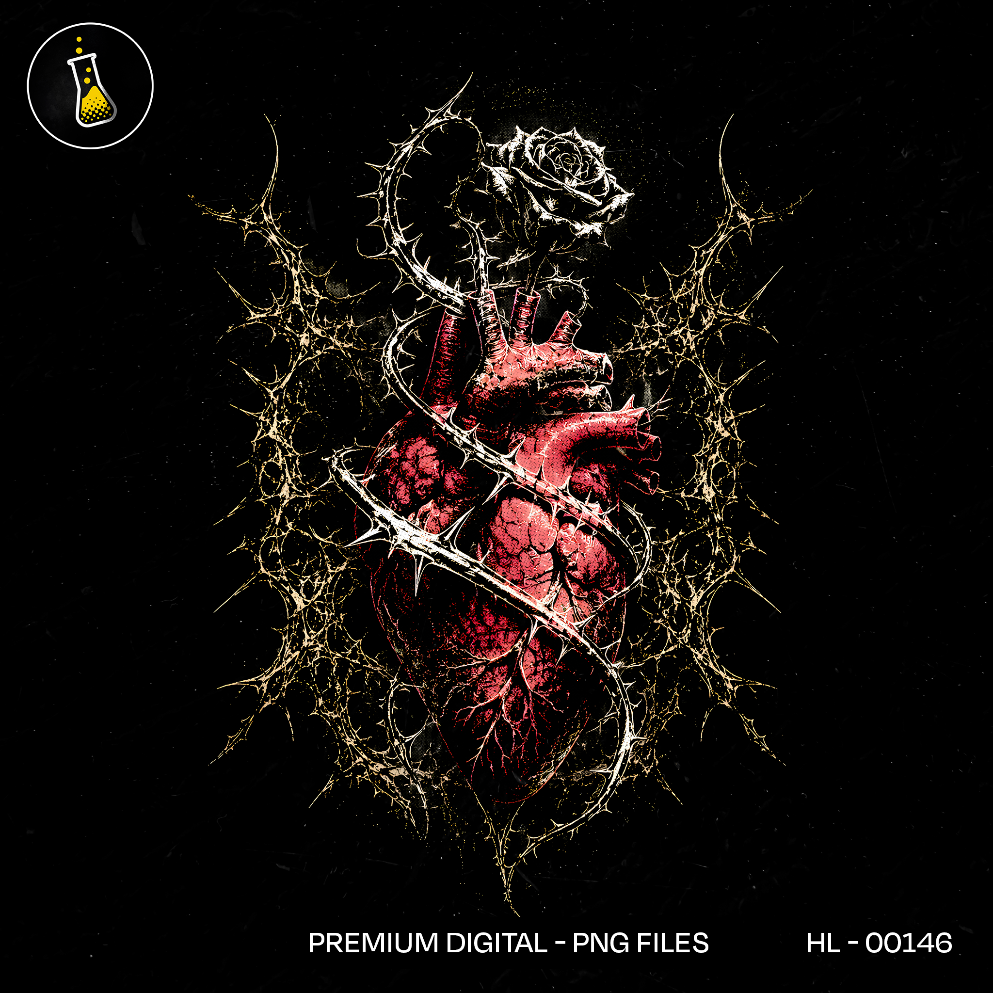 Anatomical Heart Thorns Rose Streetwear Print