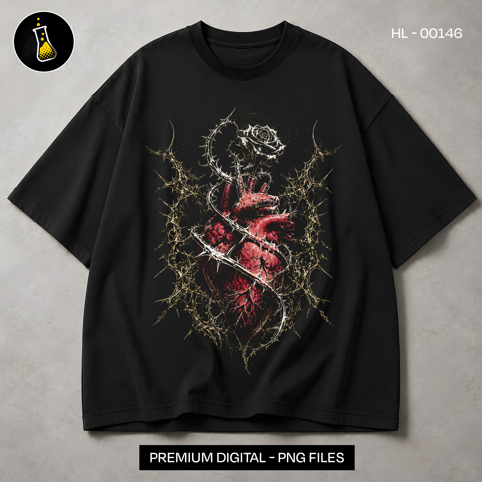 Anatomical Heart Thorns Rose Streetwear Print