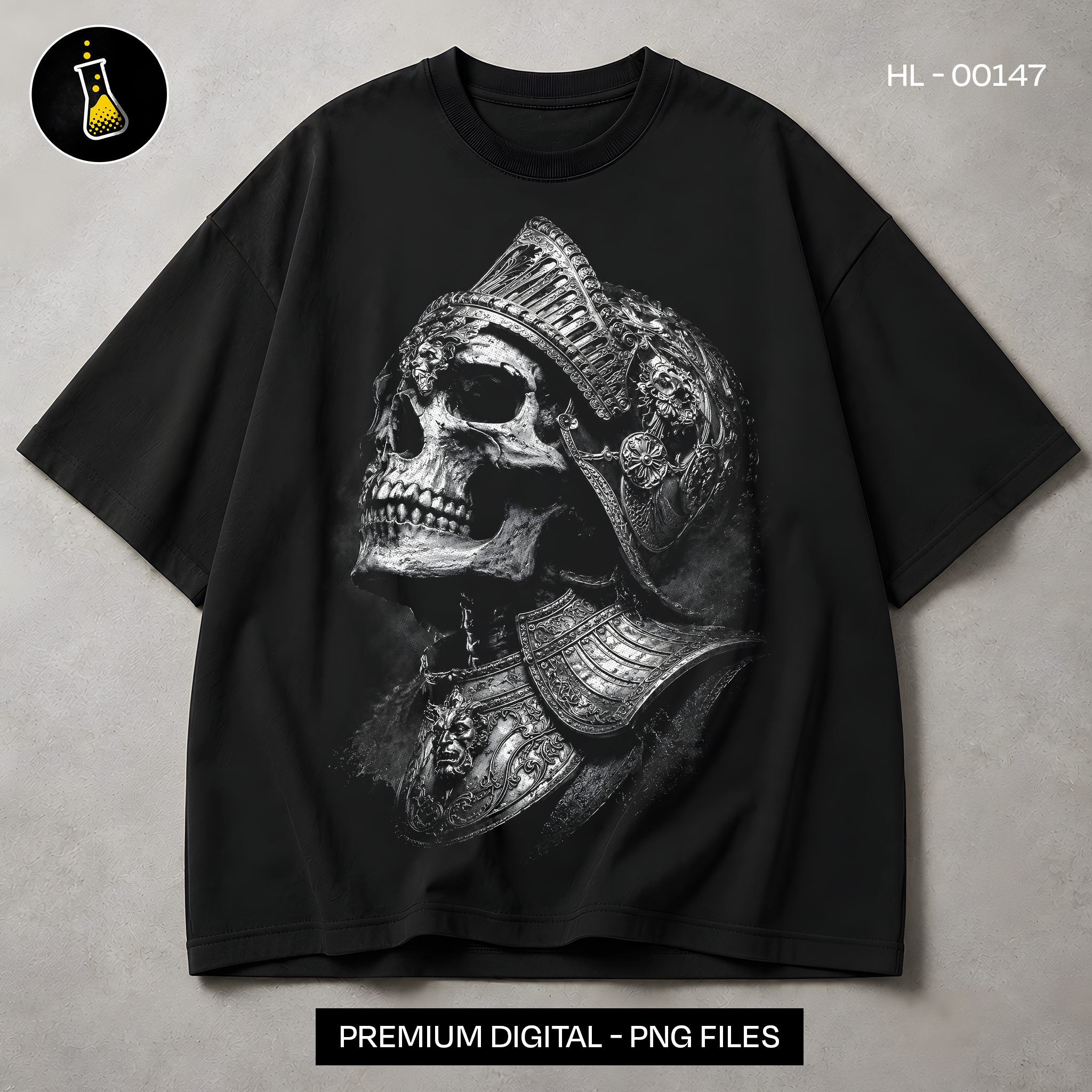 Ornate Silver Skull Knight Streetwear Print