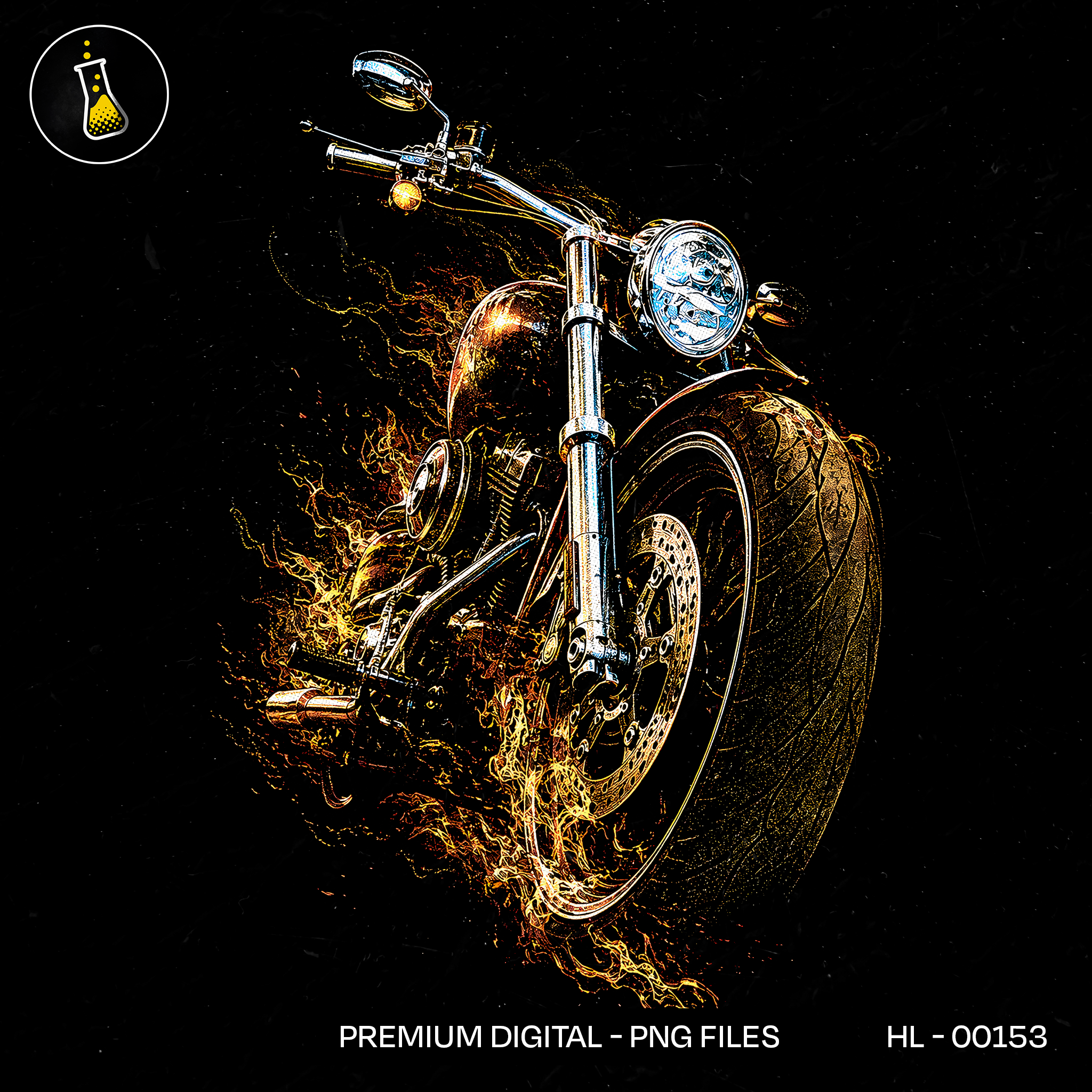 Flaming Chopper Motorcycle Streetwear Print