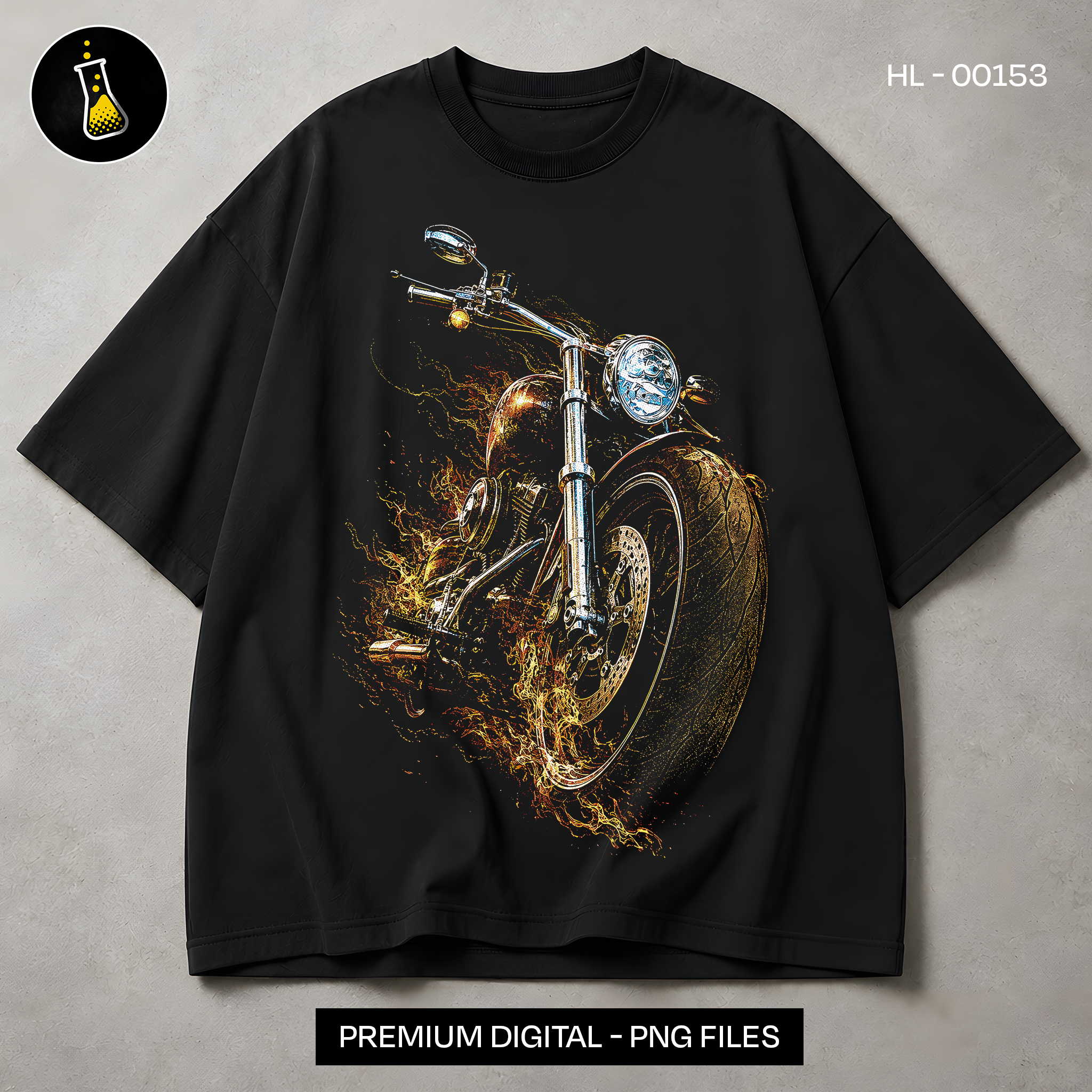 Flaming Chopper Motorcycle Streetwear Print