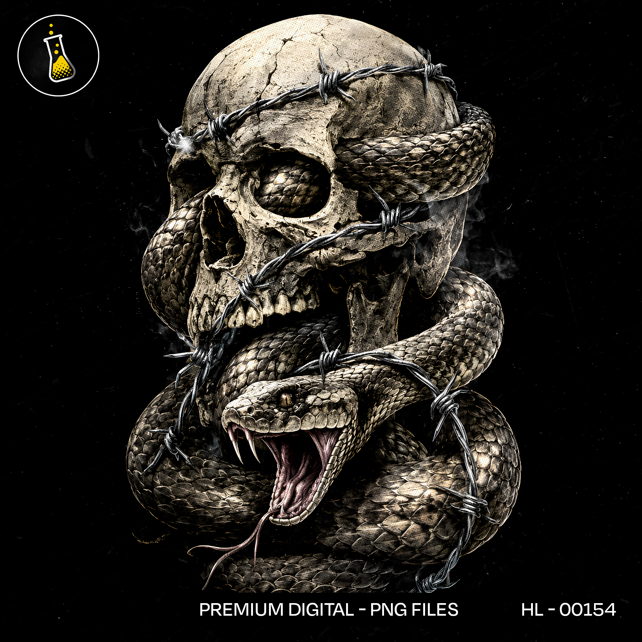 Skull Rattlesnake Barbed Wire Streetwear Print