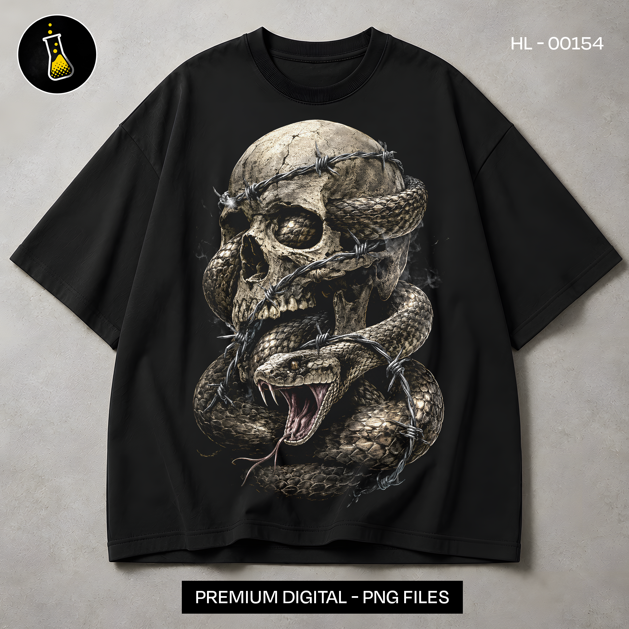 Skull Rattlesnake Barbed Wire Streetwear Print