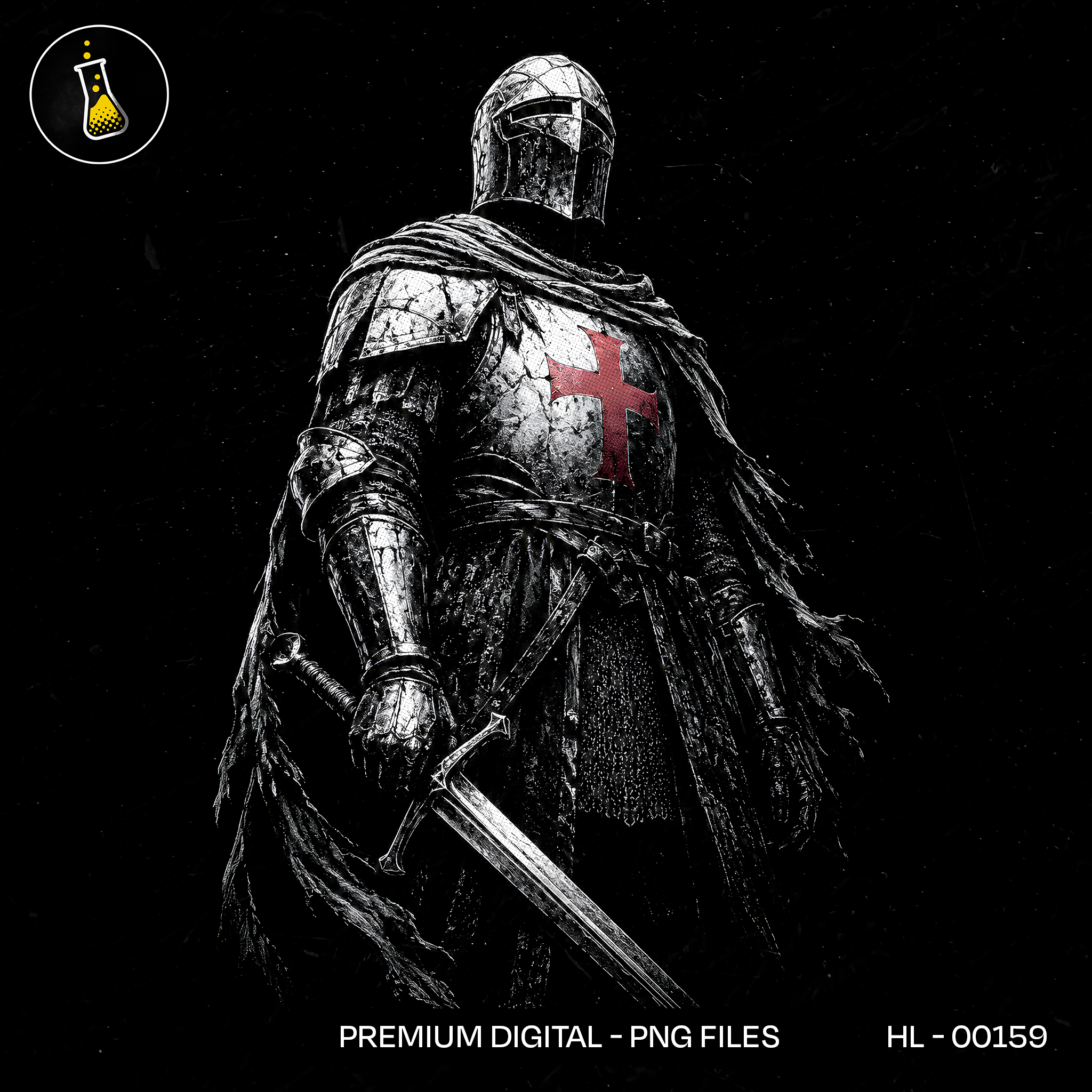 Crusader Knight Red Cross Armor Streetwear Print