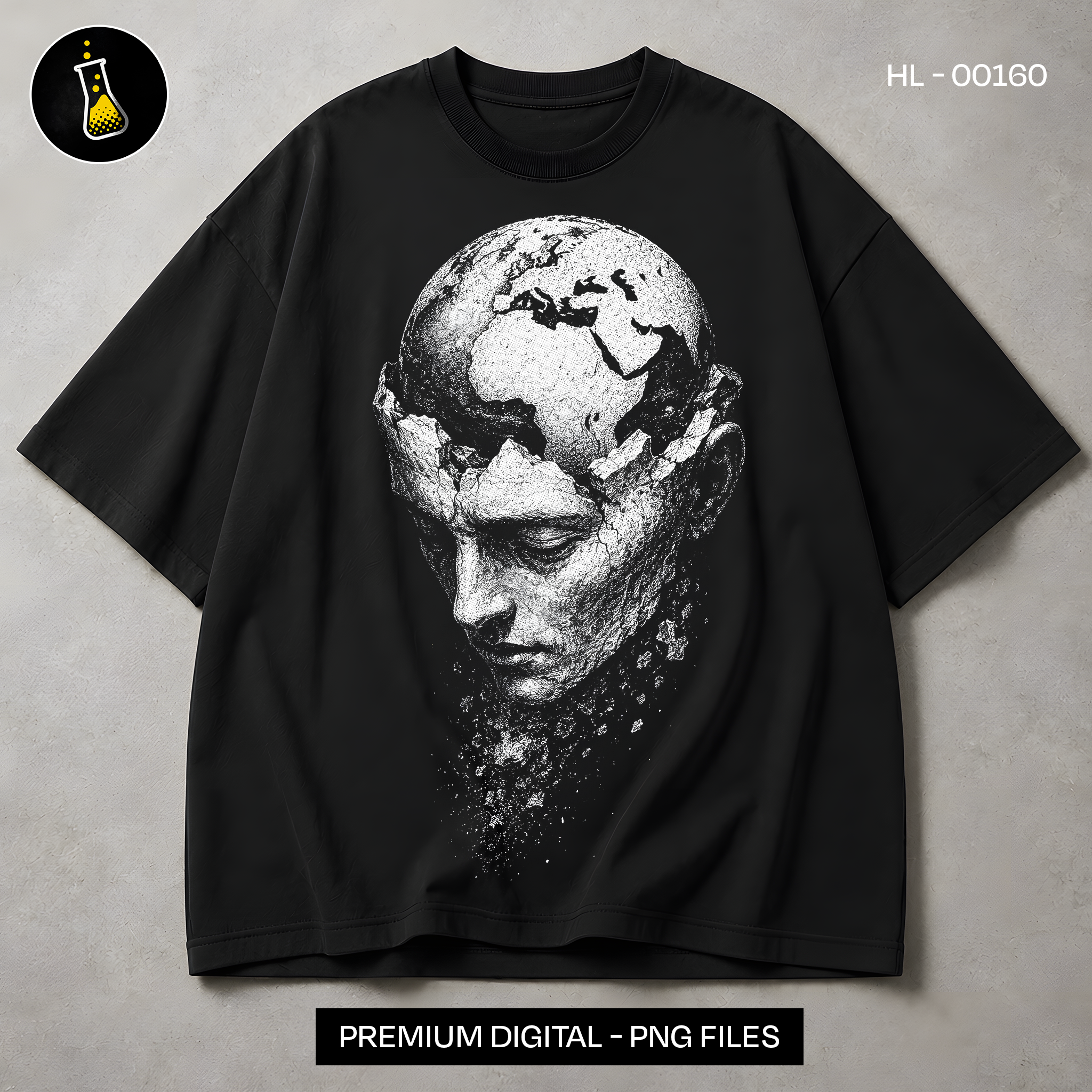 Cracked Globe Head Streetwear Print