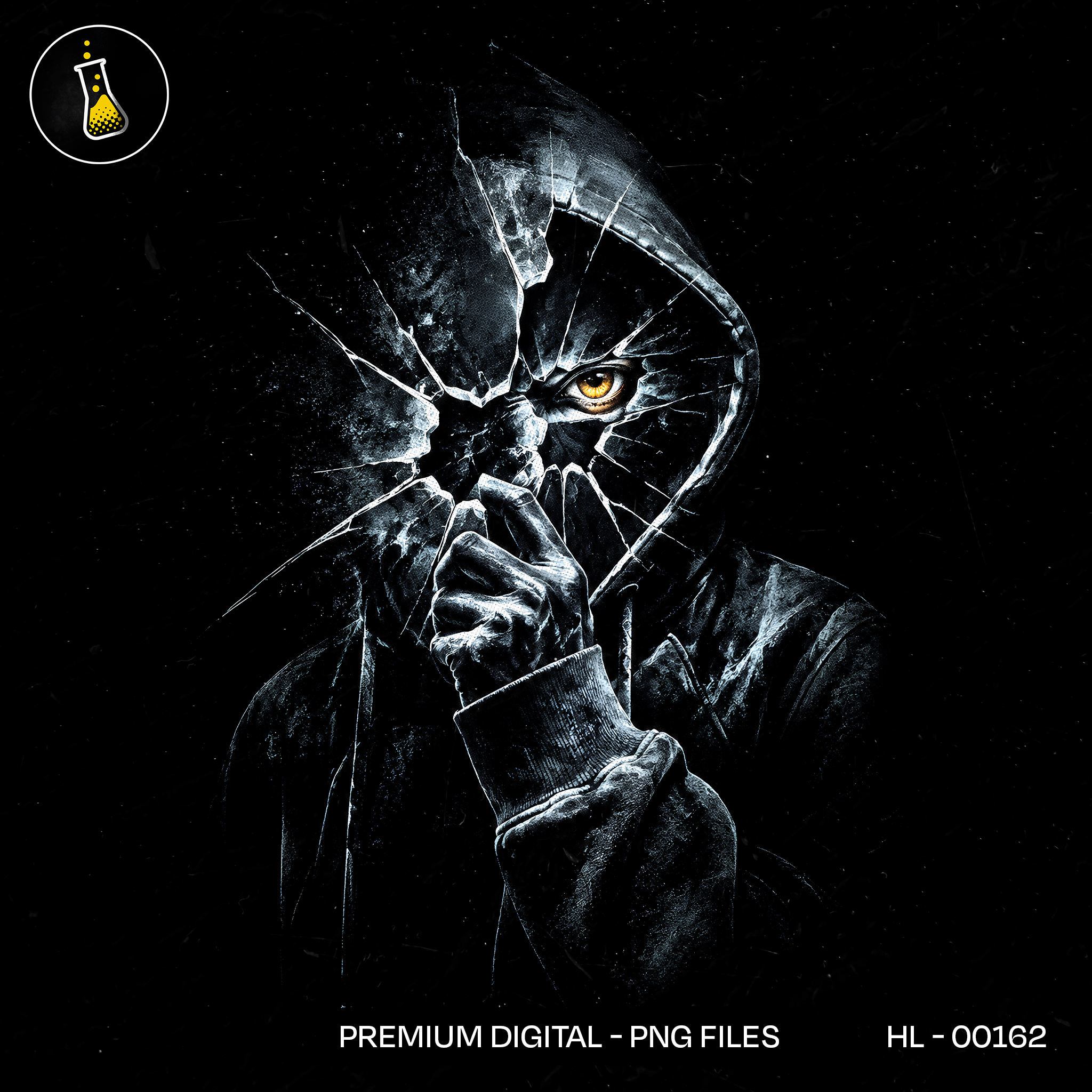 Broken Glass Hooded Figure Streetwear Print