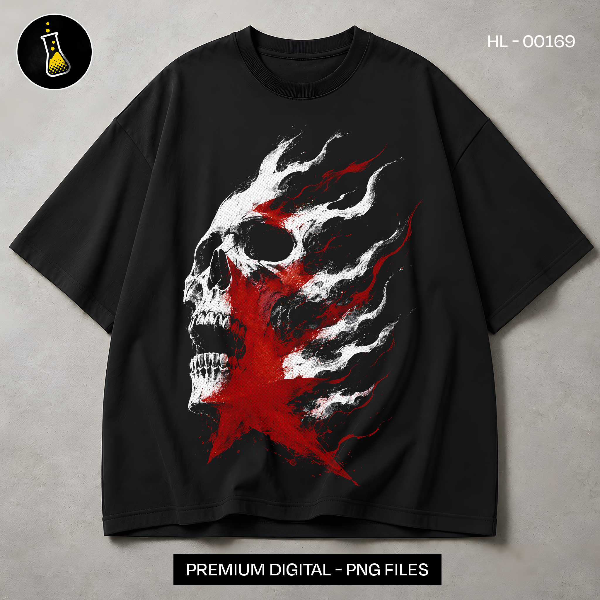 Red Star Flaming Skull Streetwear Print
