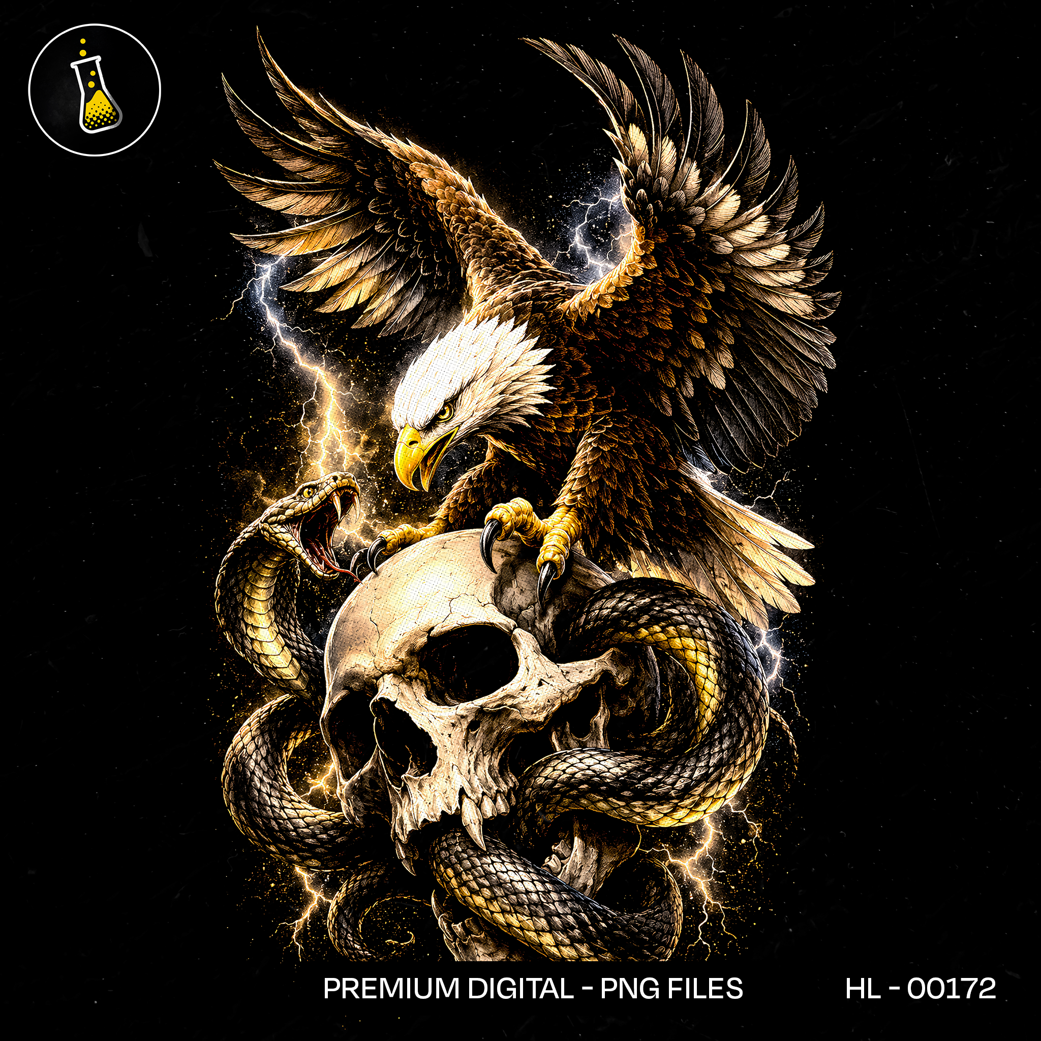 Eagle Snake Skull Battle Streetwear Print