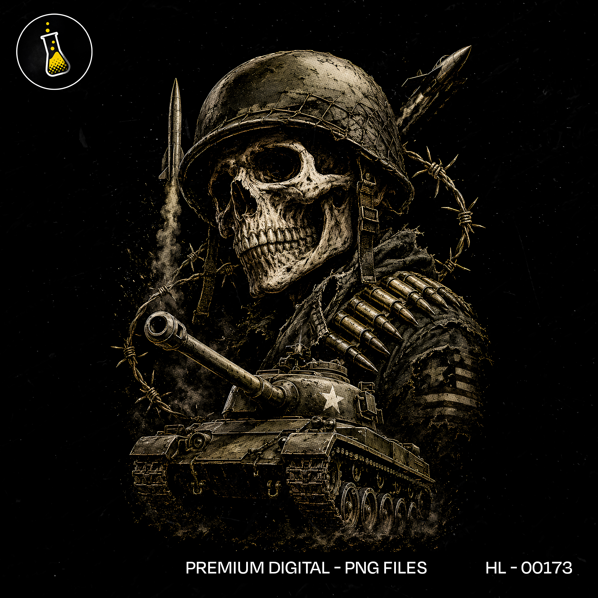 War Skull Soldier Tank Streetwear Print