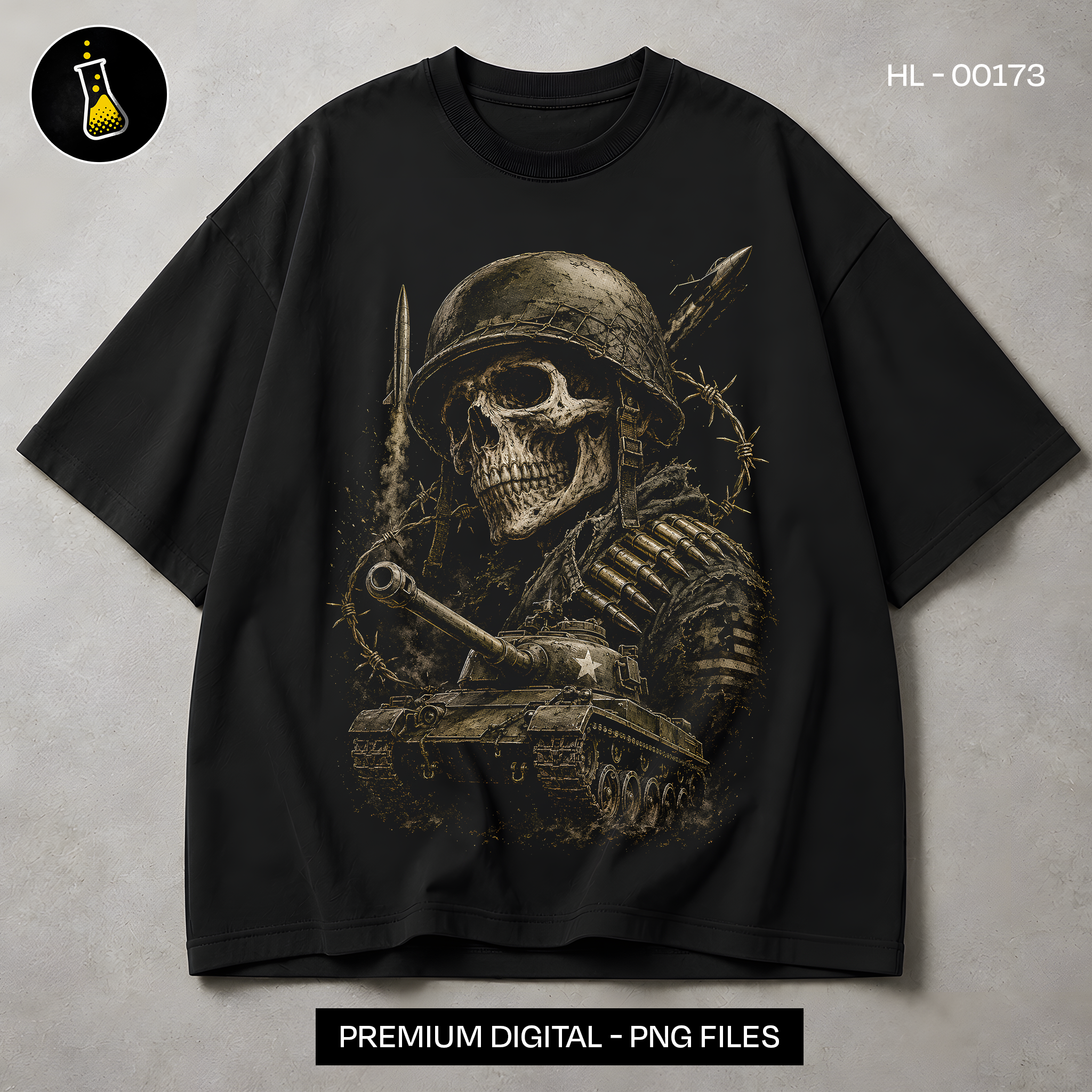 War Skull Soldier Tank Streetwear Print