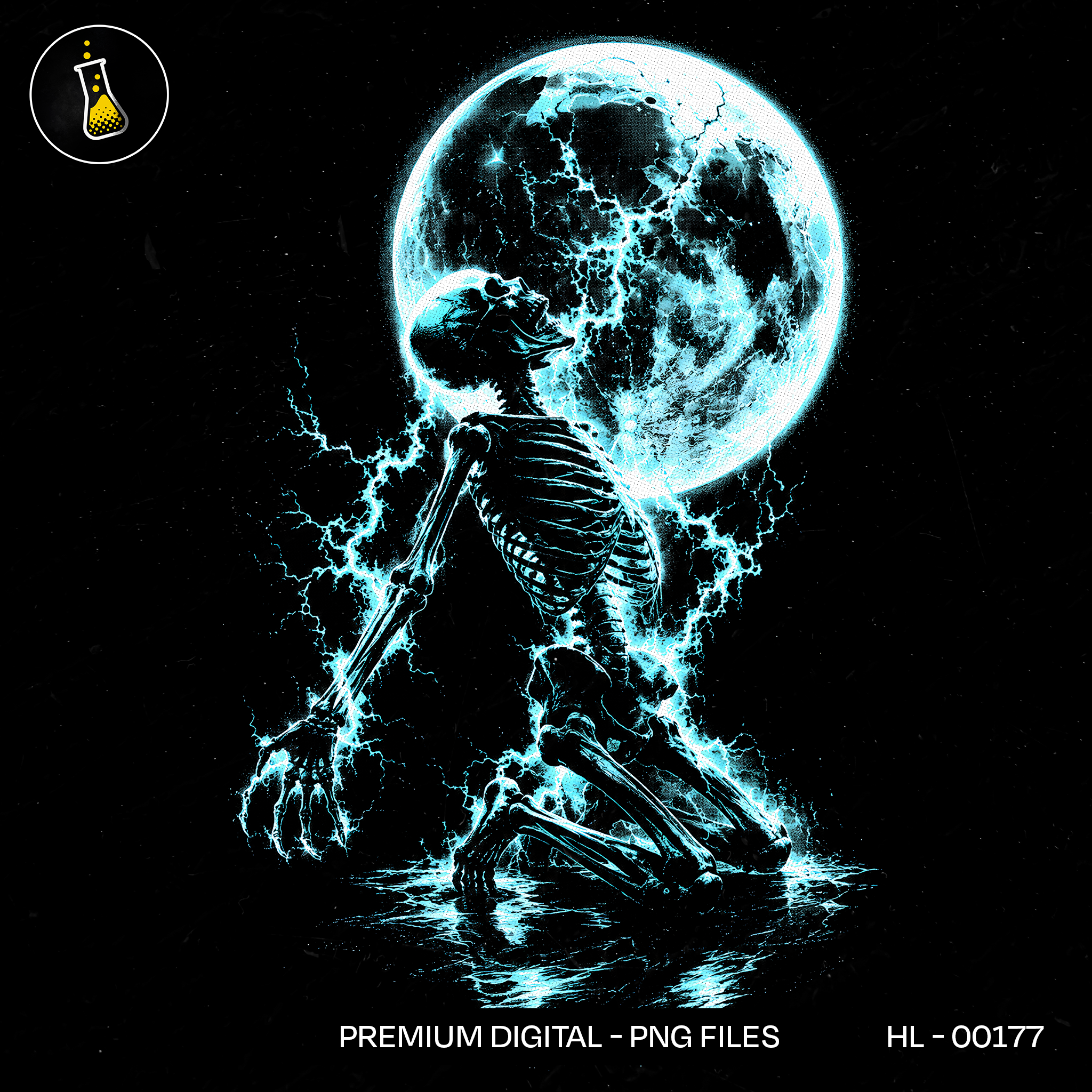 Skeleton Under Full Moon Streetwear Print
