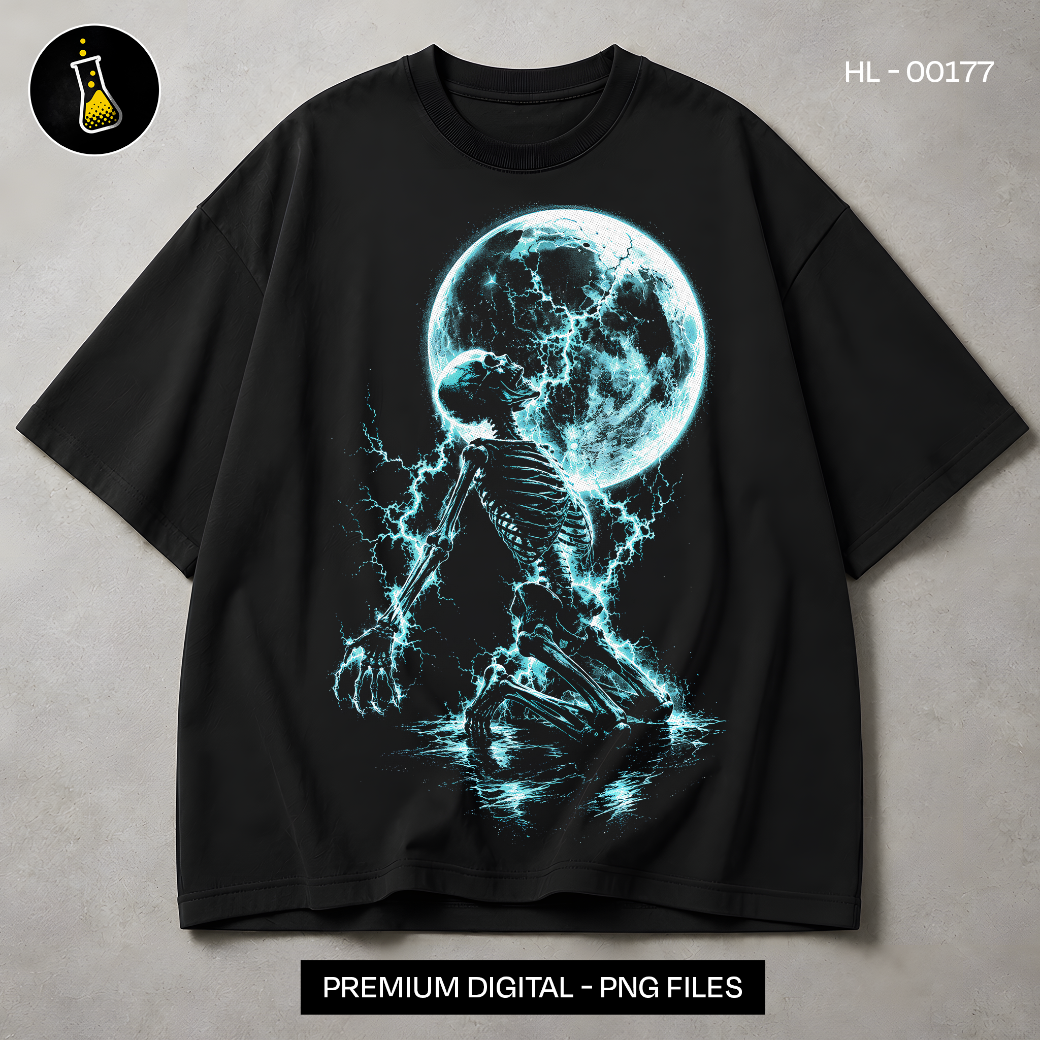 Skeleton Under Full Moon Streetwear Print