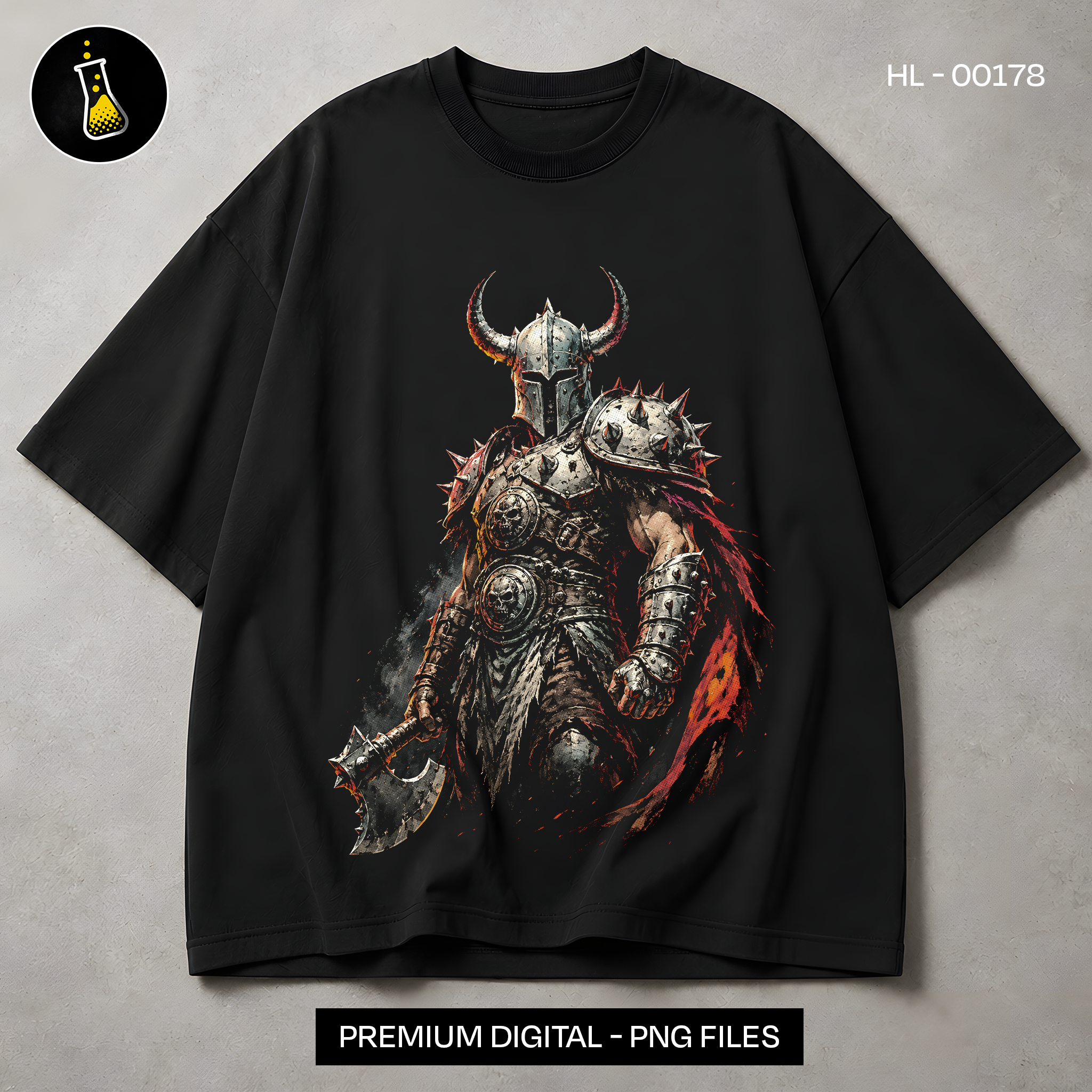 Horned Skull Knight Warrior Streetwear Print