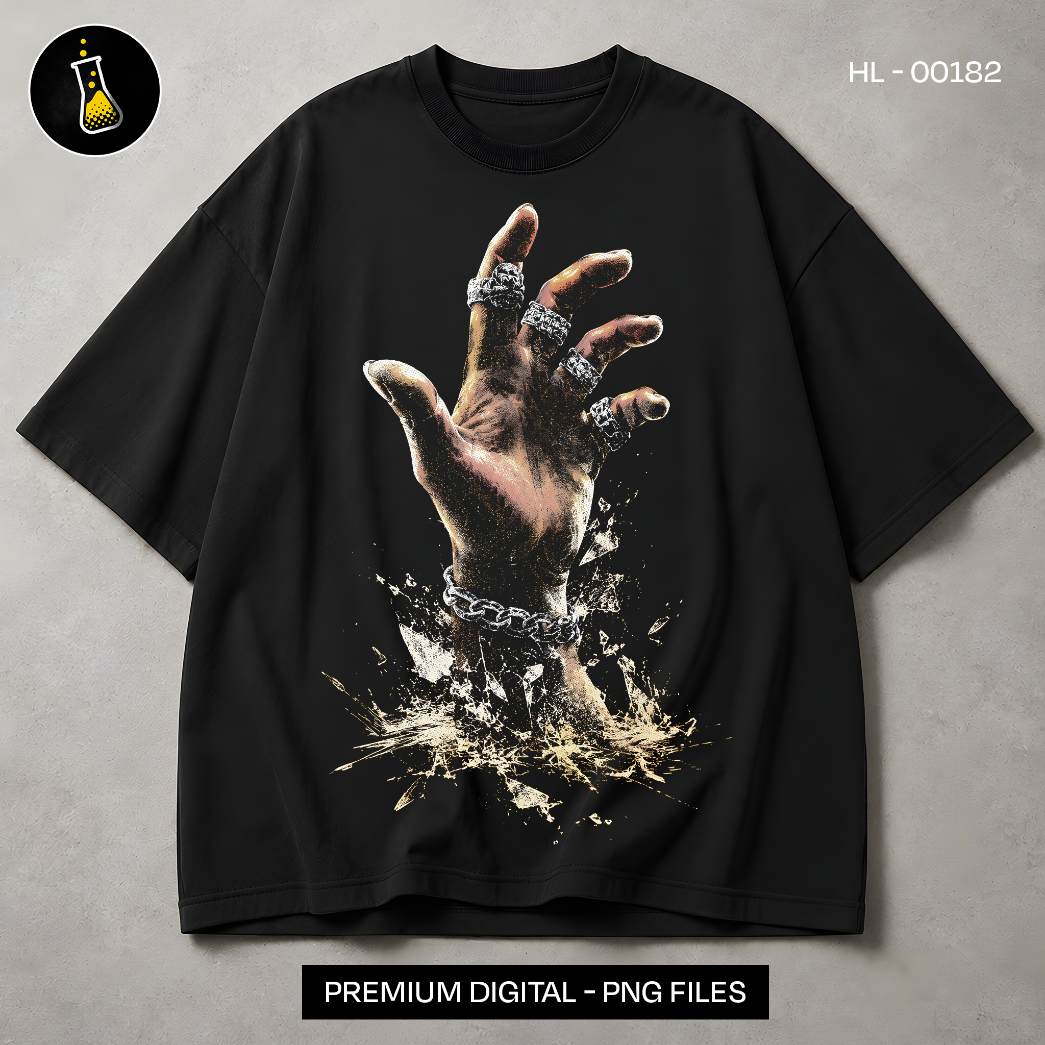 Rings Hand Breaking Chains Streetwear Print