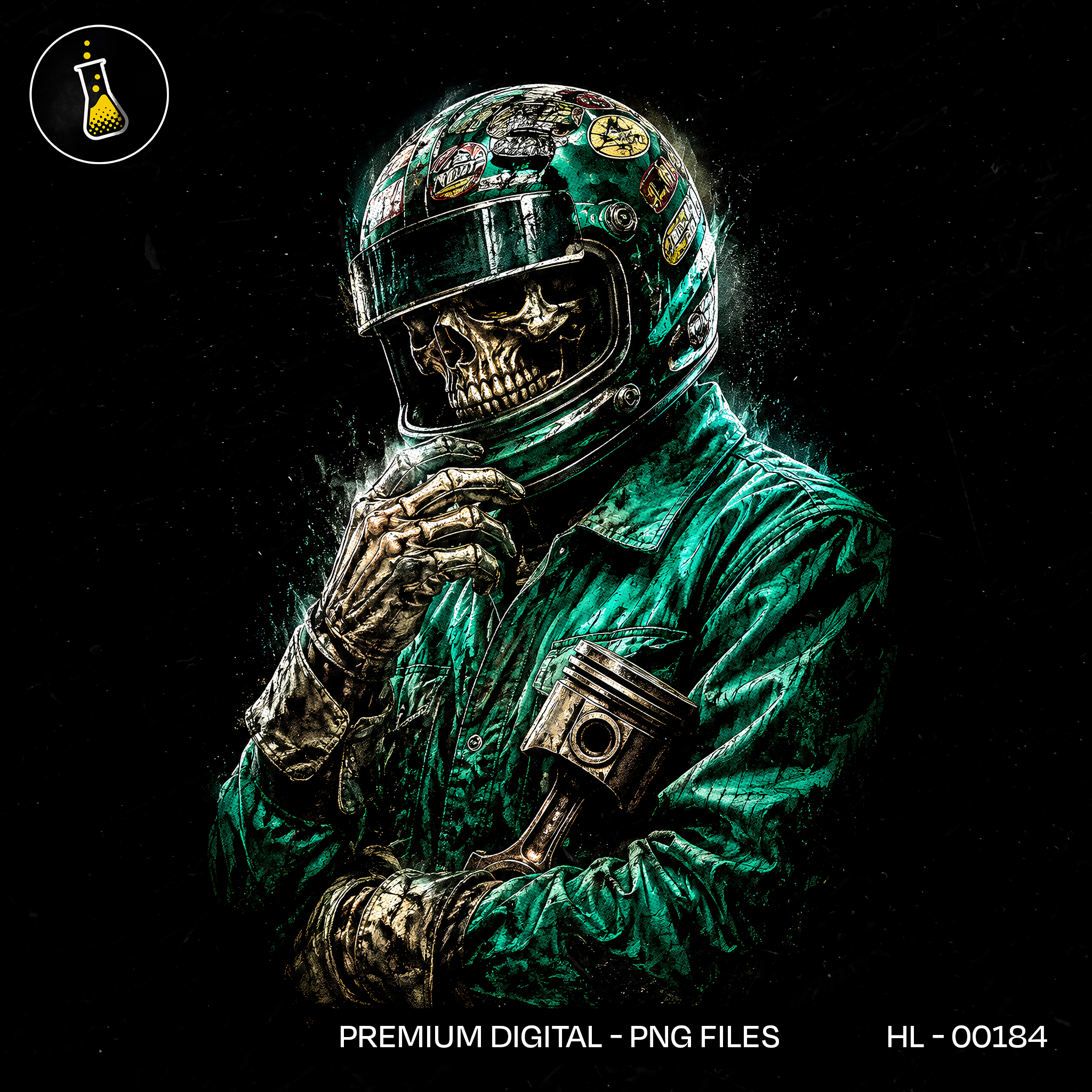 Skull Racer Piston Helmet Streetwear Print