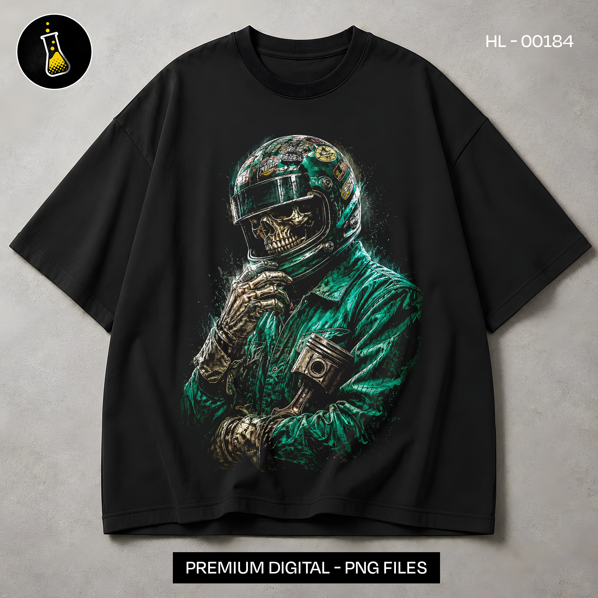 Skull Racer Piston Helmet Streetwear Print
