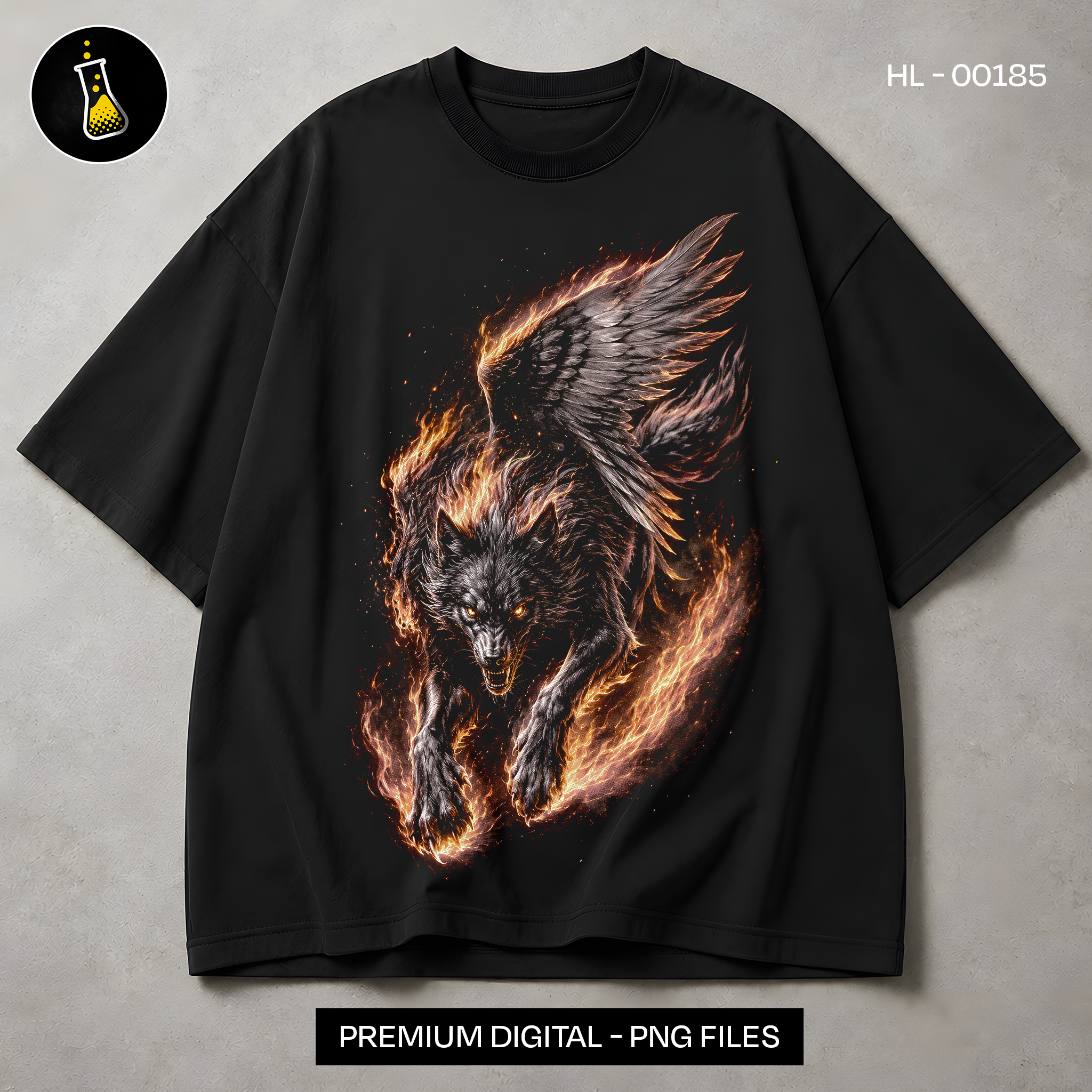 Winged Fire Wolf Streetwear Print