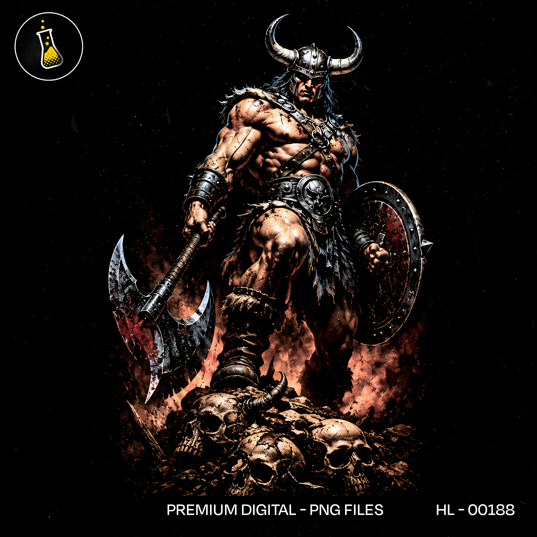 Barbarian Warrior on Skulls Streetwear Print