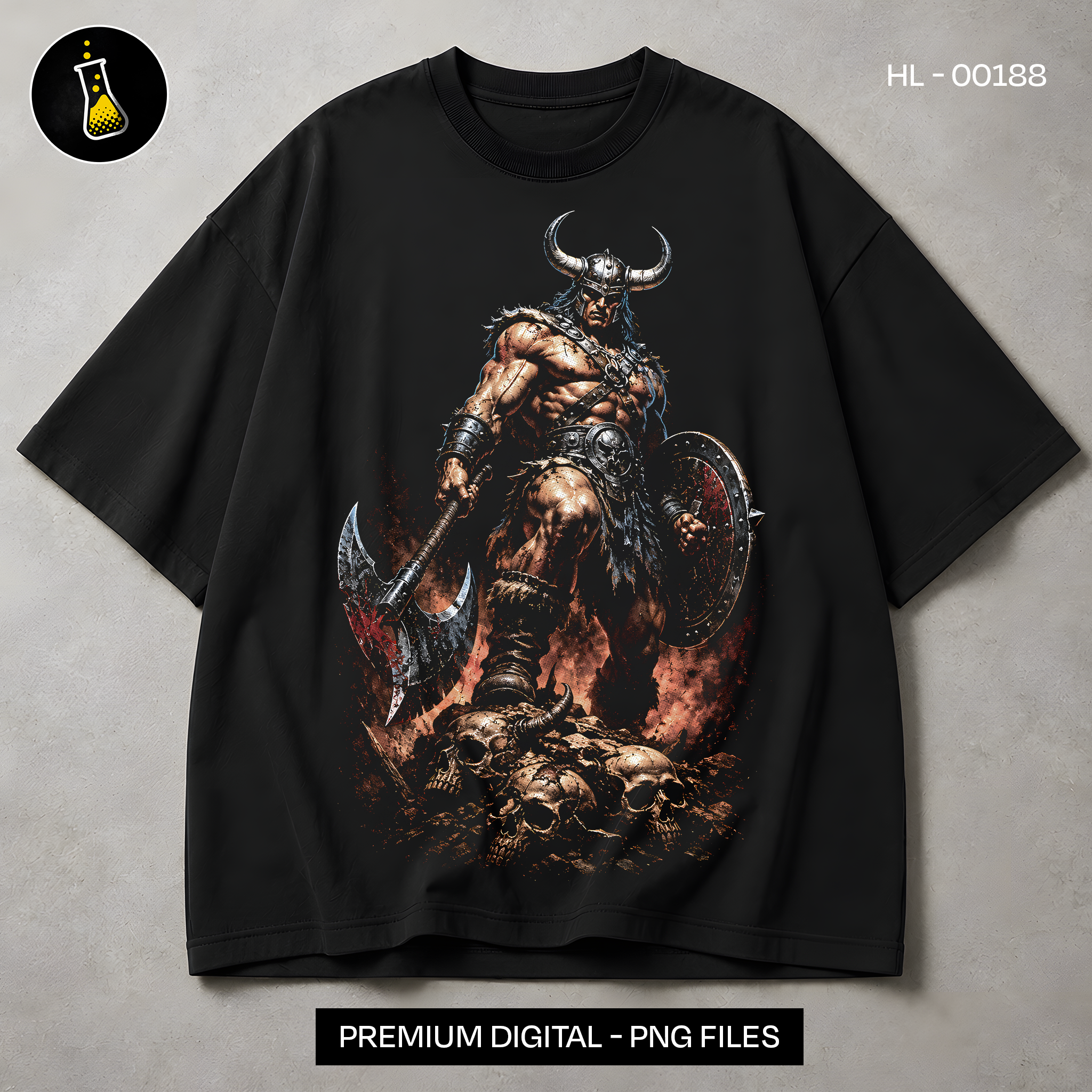 Barbarian Warrior on Skulls Streetwear Print