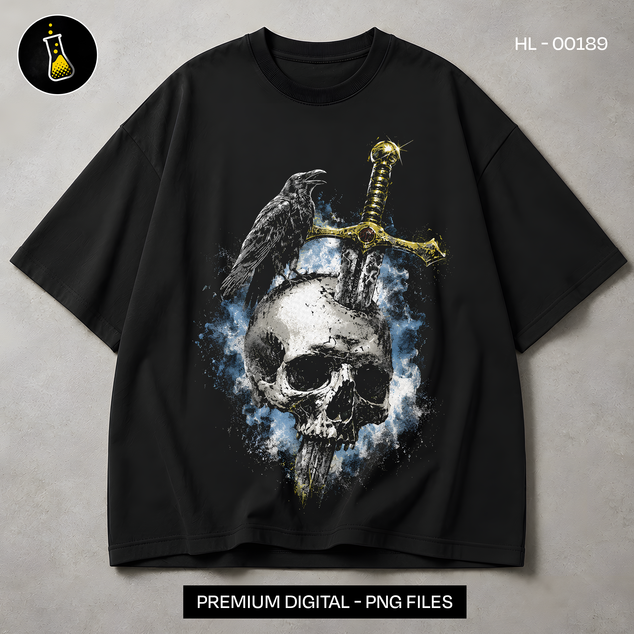 Raven Skull and Sword Streetwear Print