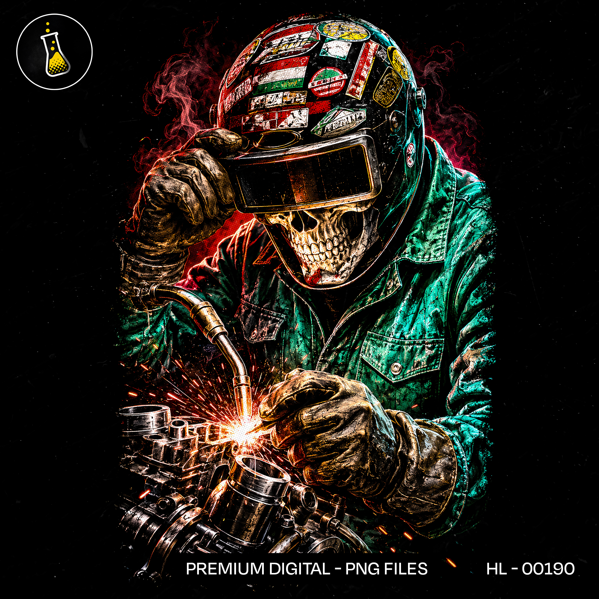 Welder Skeleton Sparks Streetwear Print
