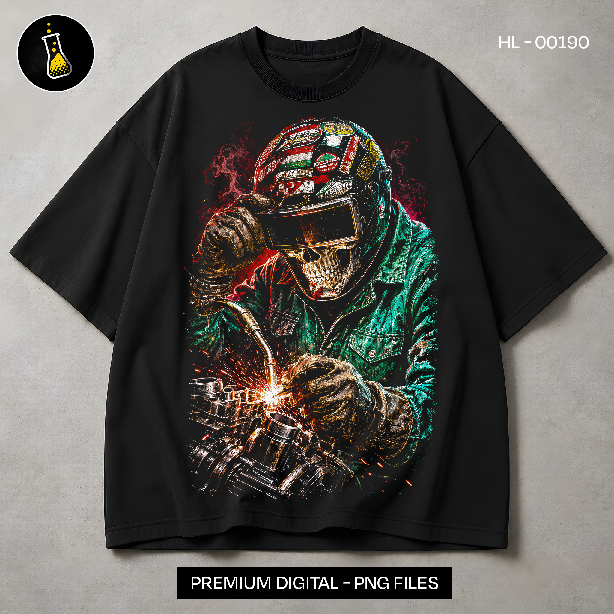 Welder Skeleton Sparks Streetwear Print