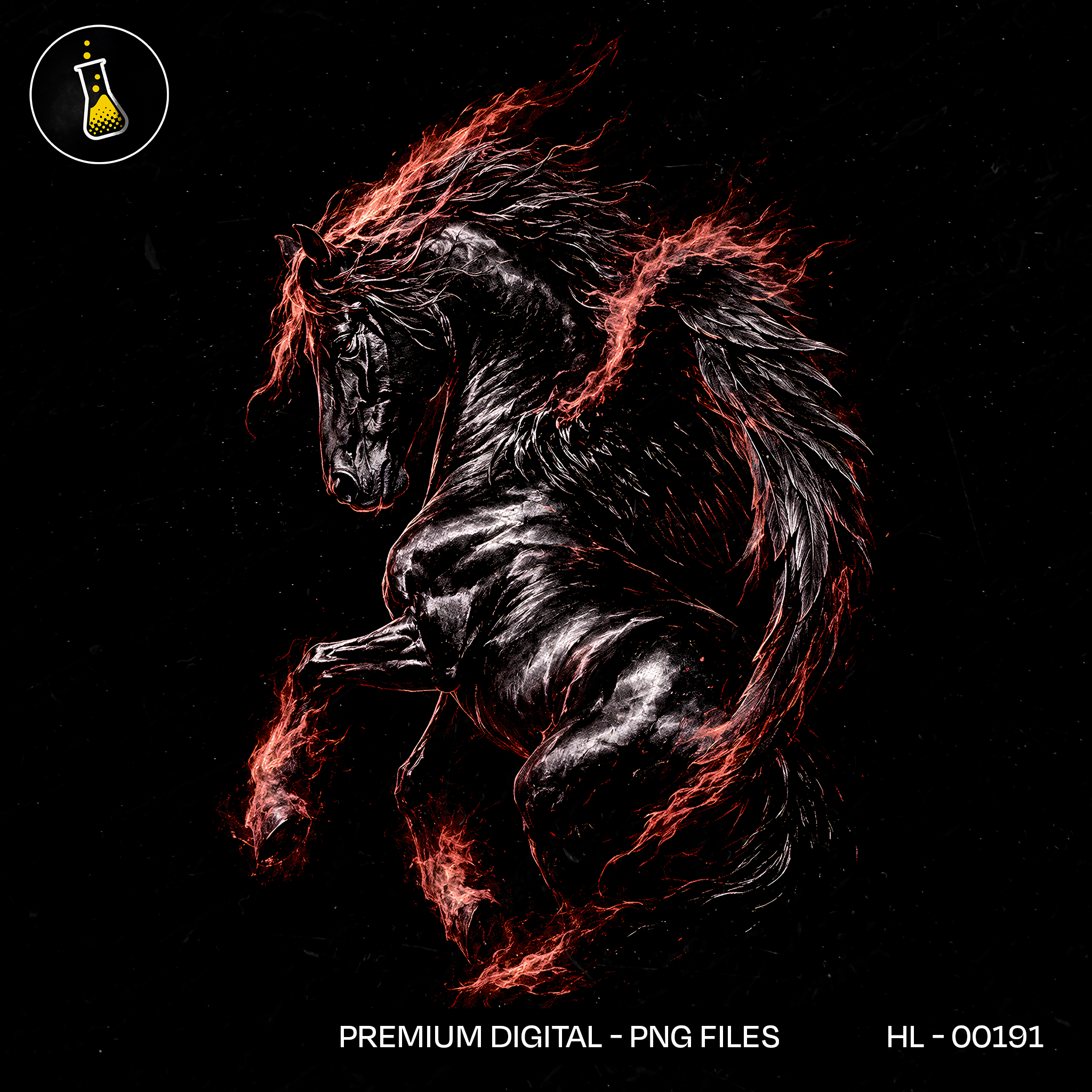 Fire Horse Rearing Streetwear Print