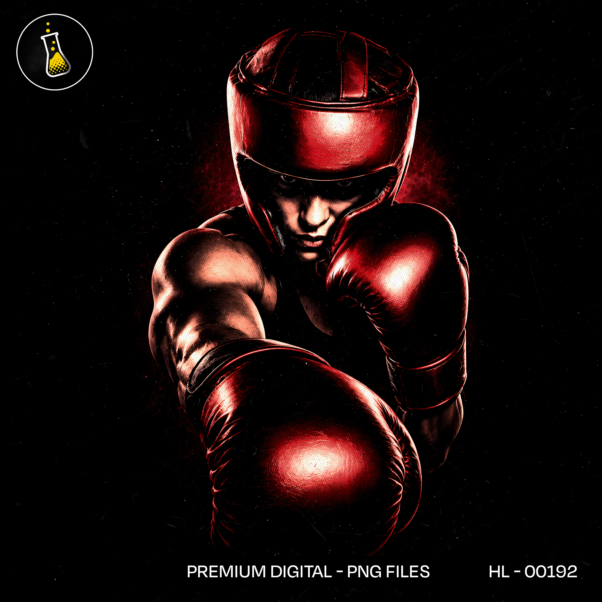 Red Boxer Fighting Stance Streetwear Print