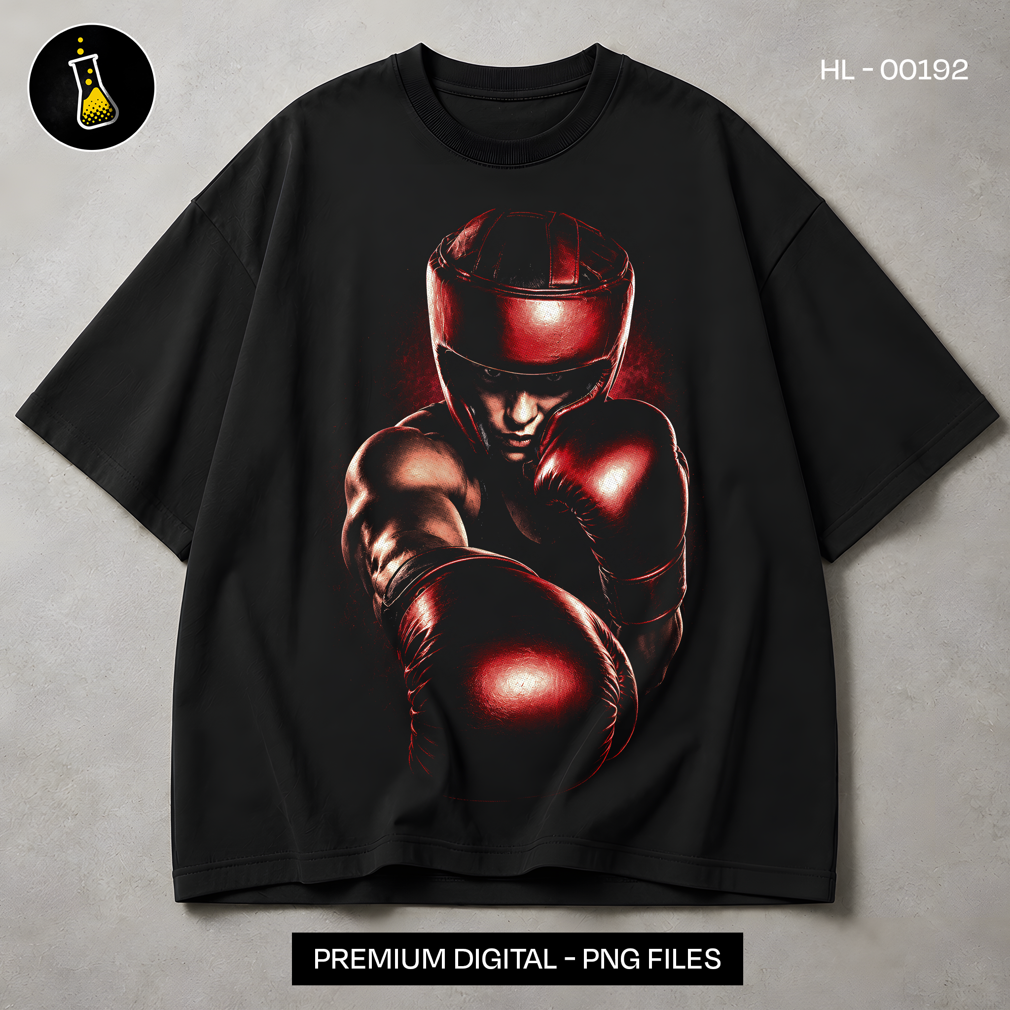 Red Boxer Fighting Stance Streetwear Print