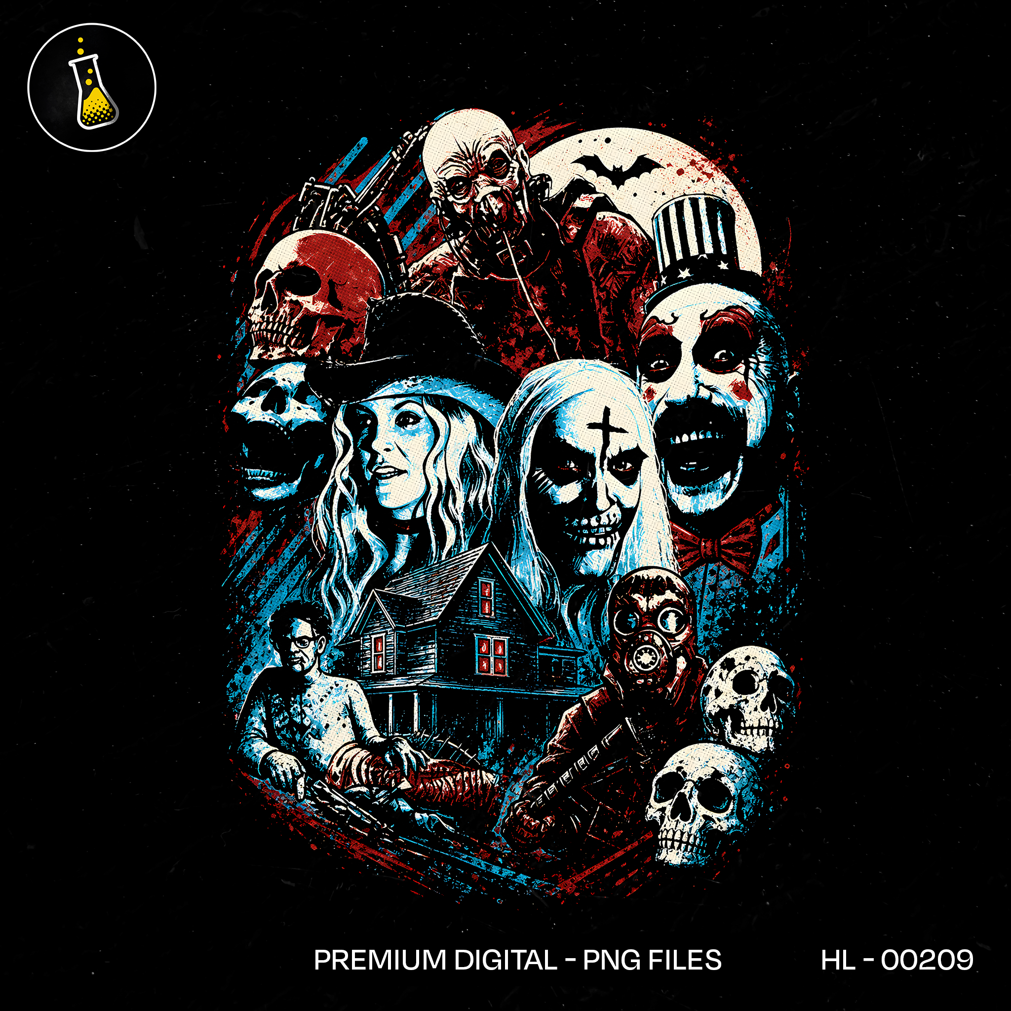 Horror Movie Villains Skulls Halloween Print