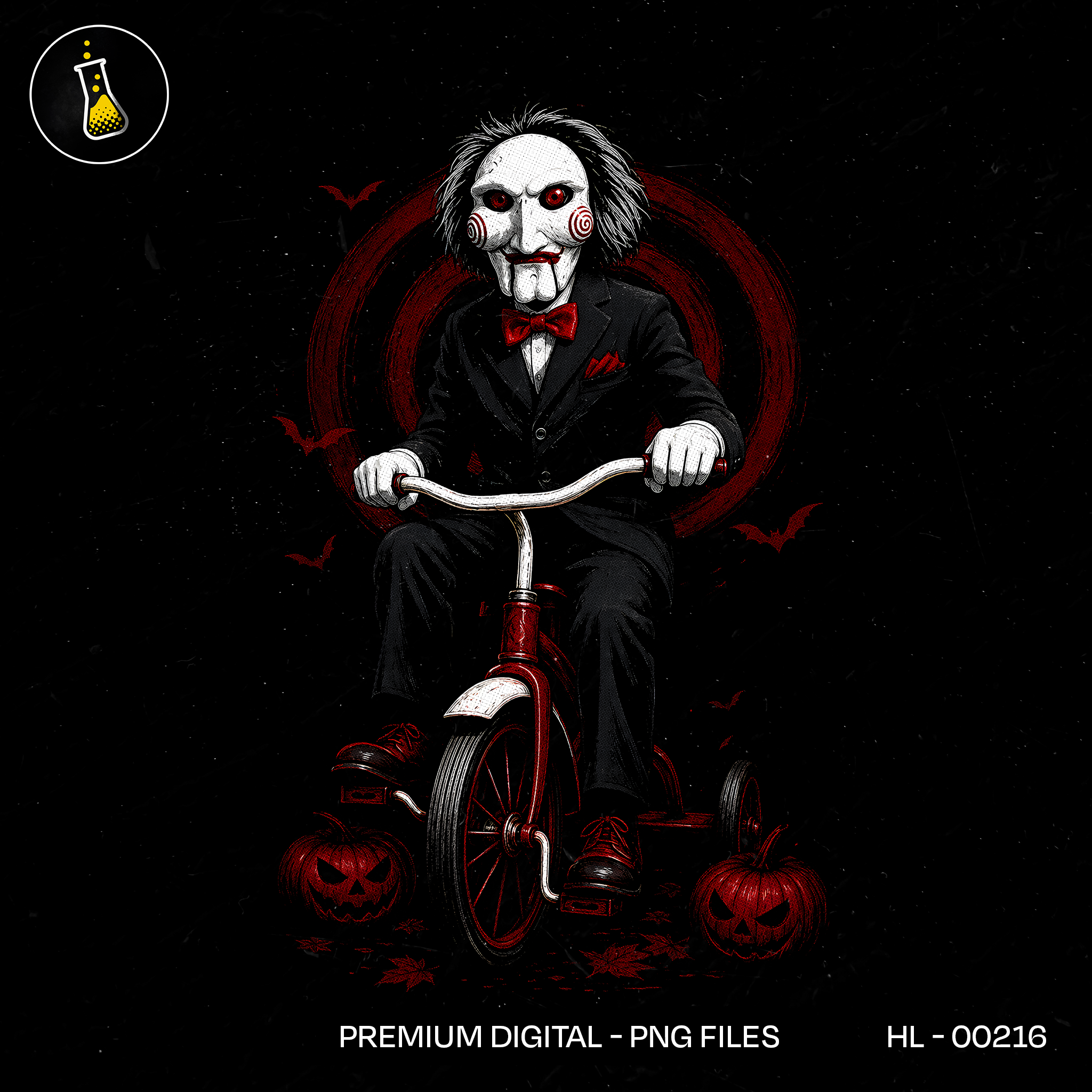 Creepy Puppet Red Tricycle Halloween Print